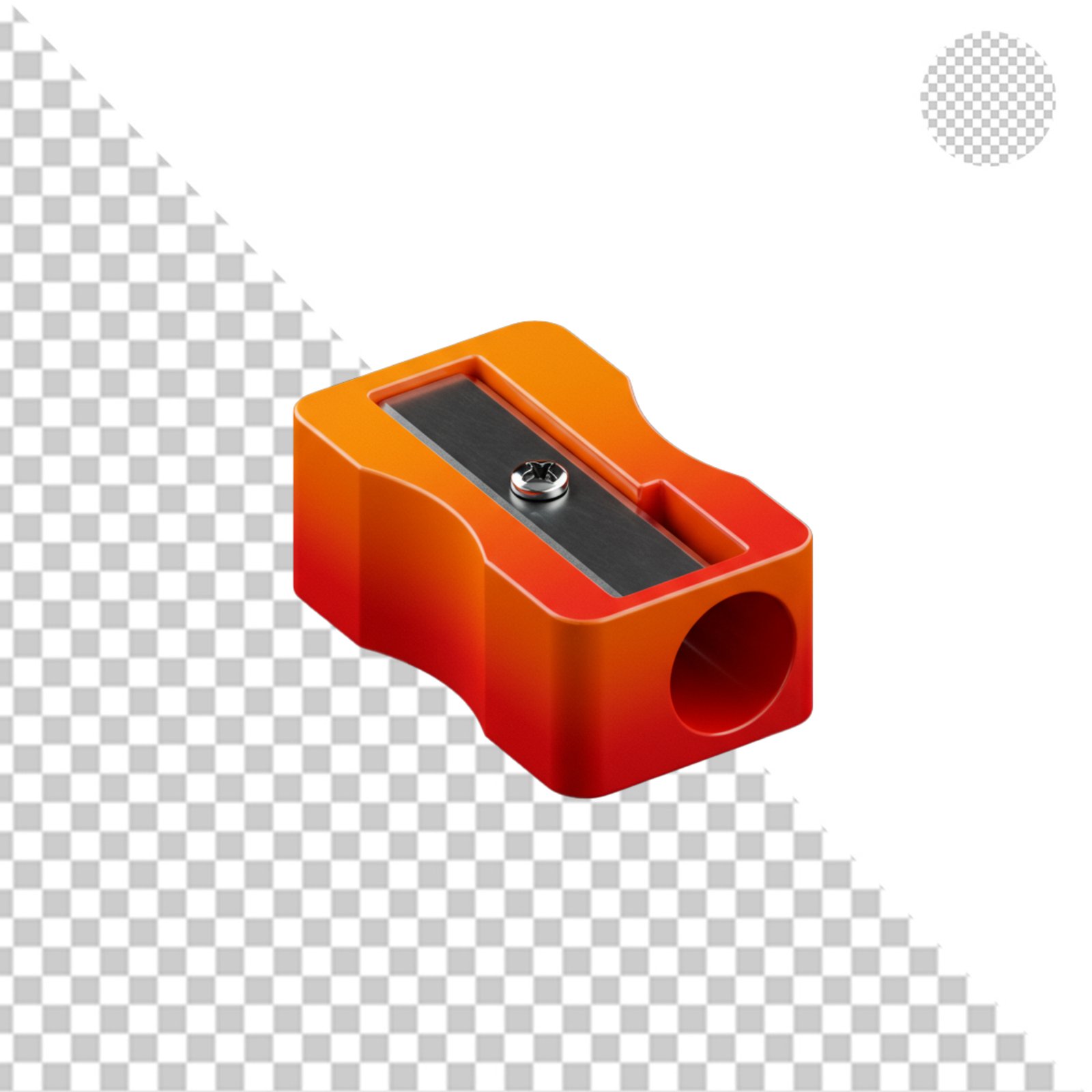 Modern Gradient Orange Red Pencil Sharpener Isolated Transparent Background