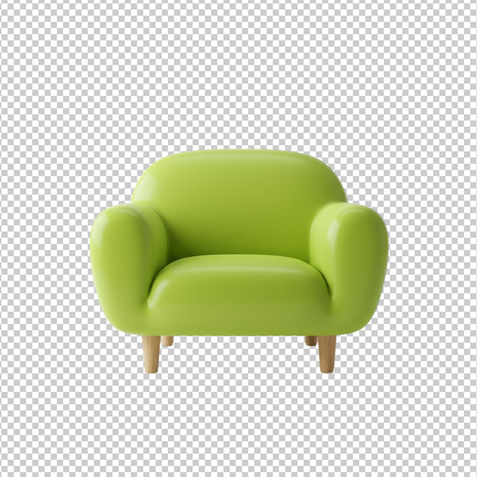 Modern Green Armchair 3D Render Isolated On Transparent Background