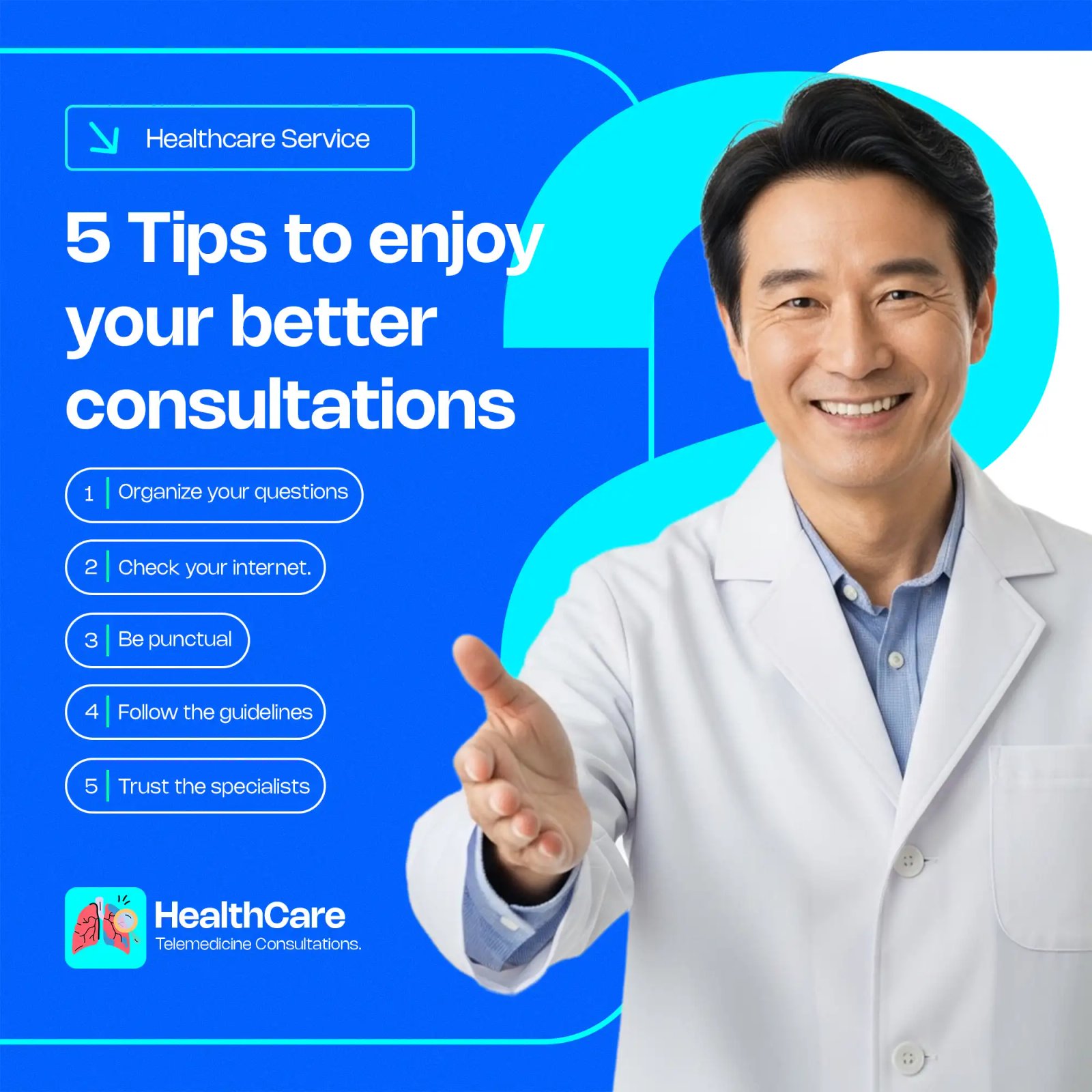 Modern Healthcare Telemedicine Consultation Tips Social Media Post Template