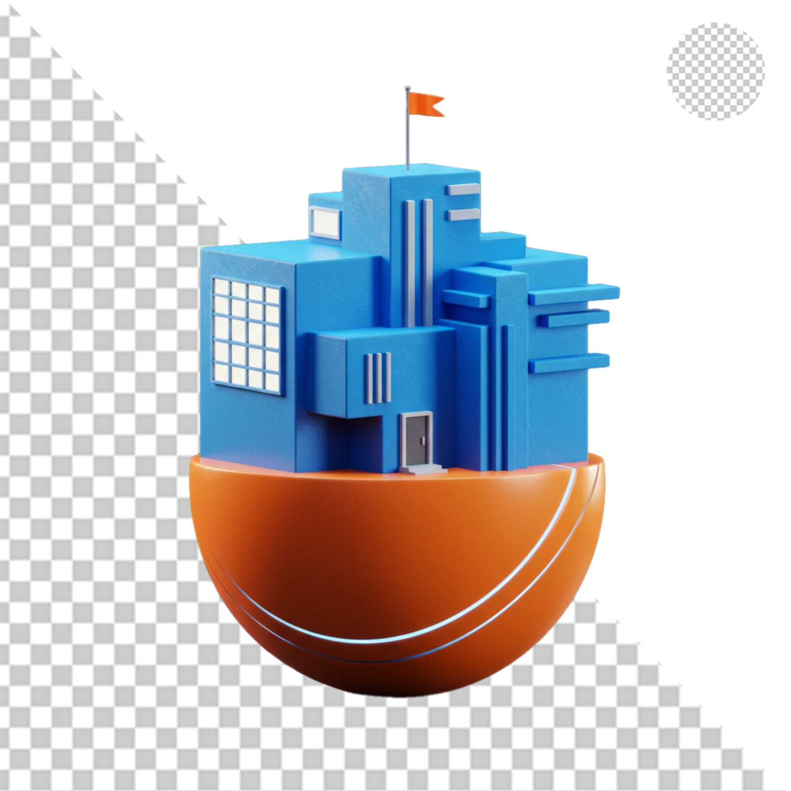 Modern Minimalist Building On Sphere 3D Render Transparent PNG