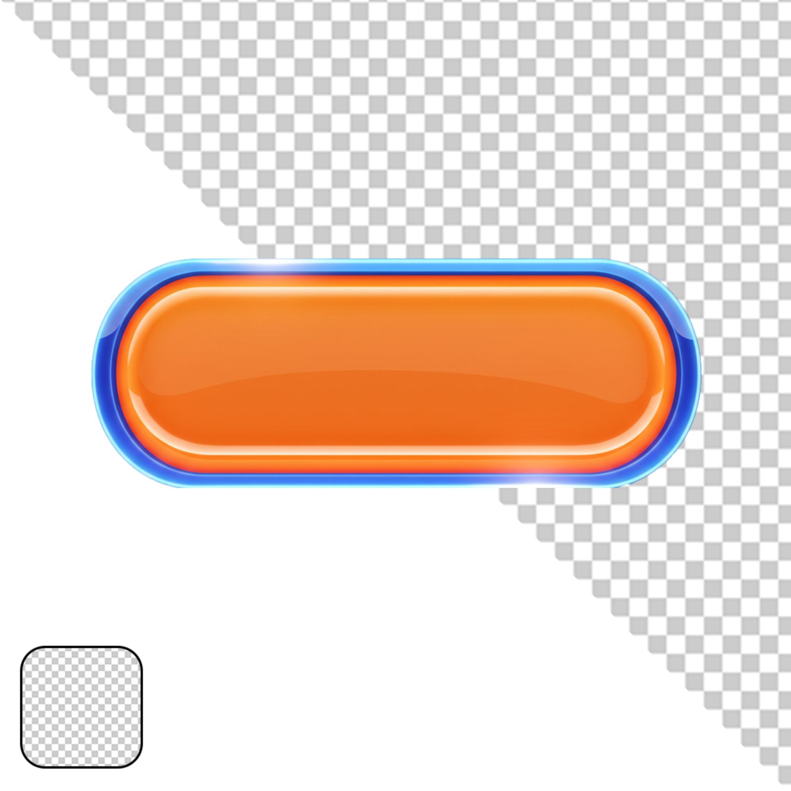 Modern Orange Glowing Button With Blue Neon Border Transparent PNG