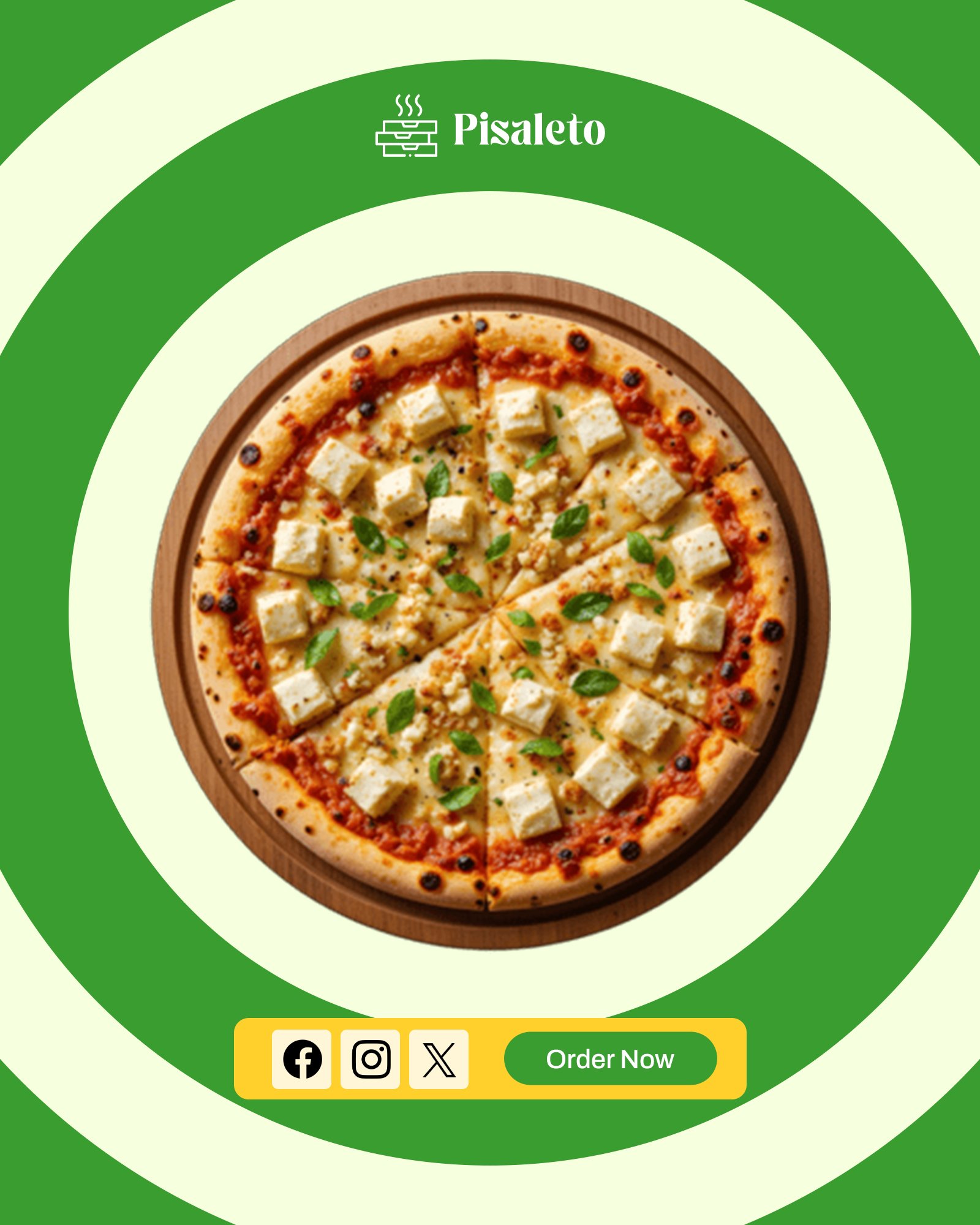 Modern Pizza Restaurant Social Media Post Template With Order Now