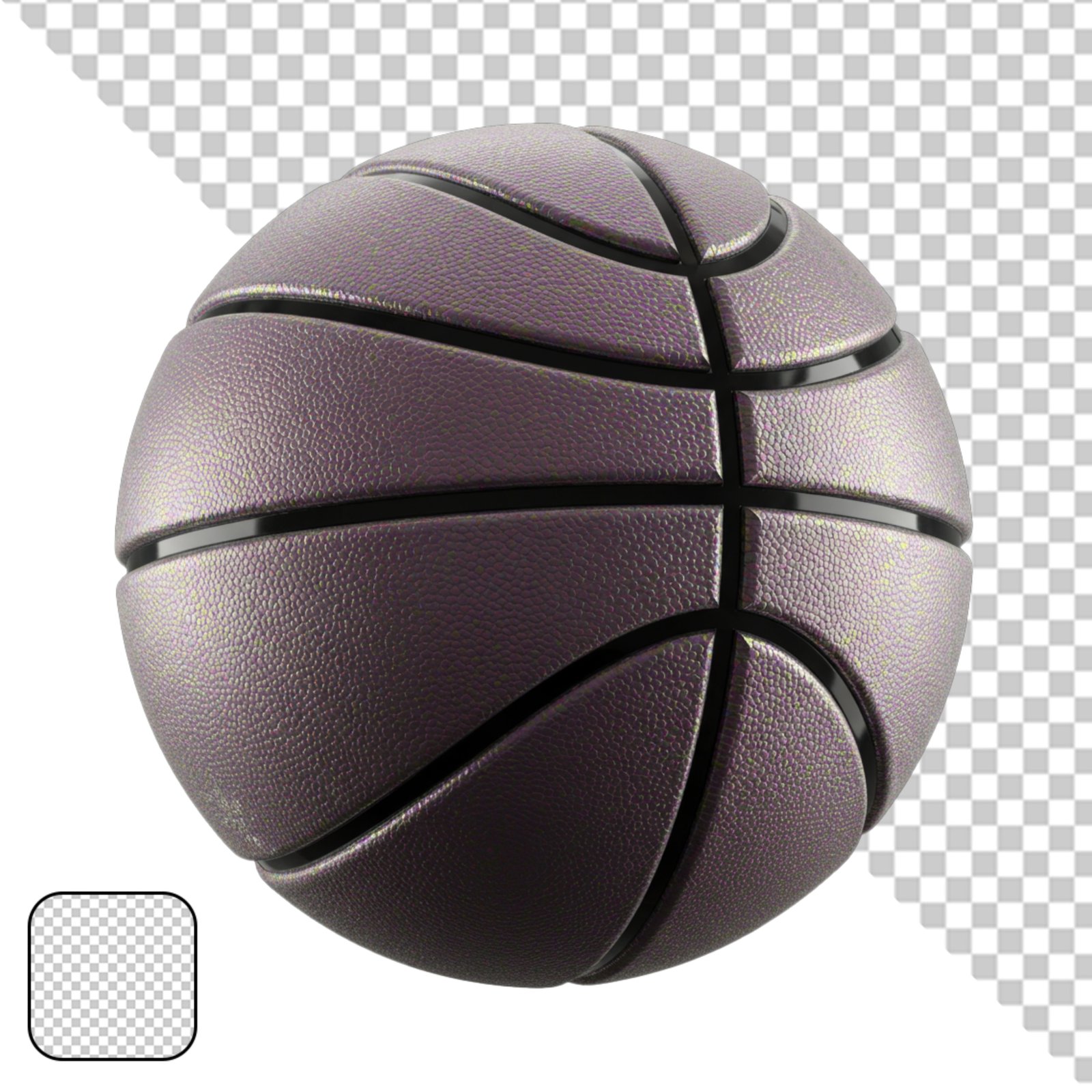 Modern Purple Basketball Isolated On Transparent Background PNG