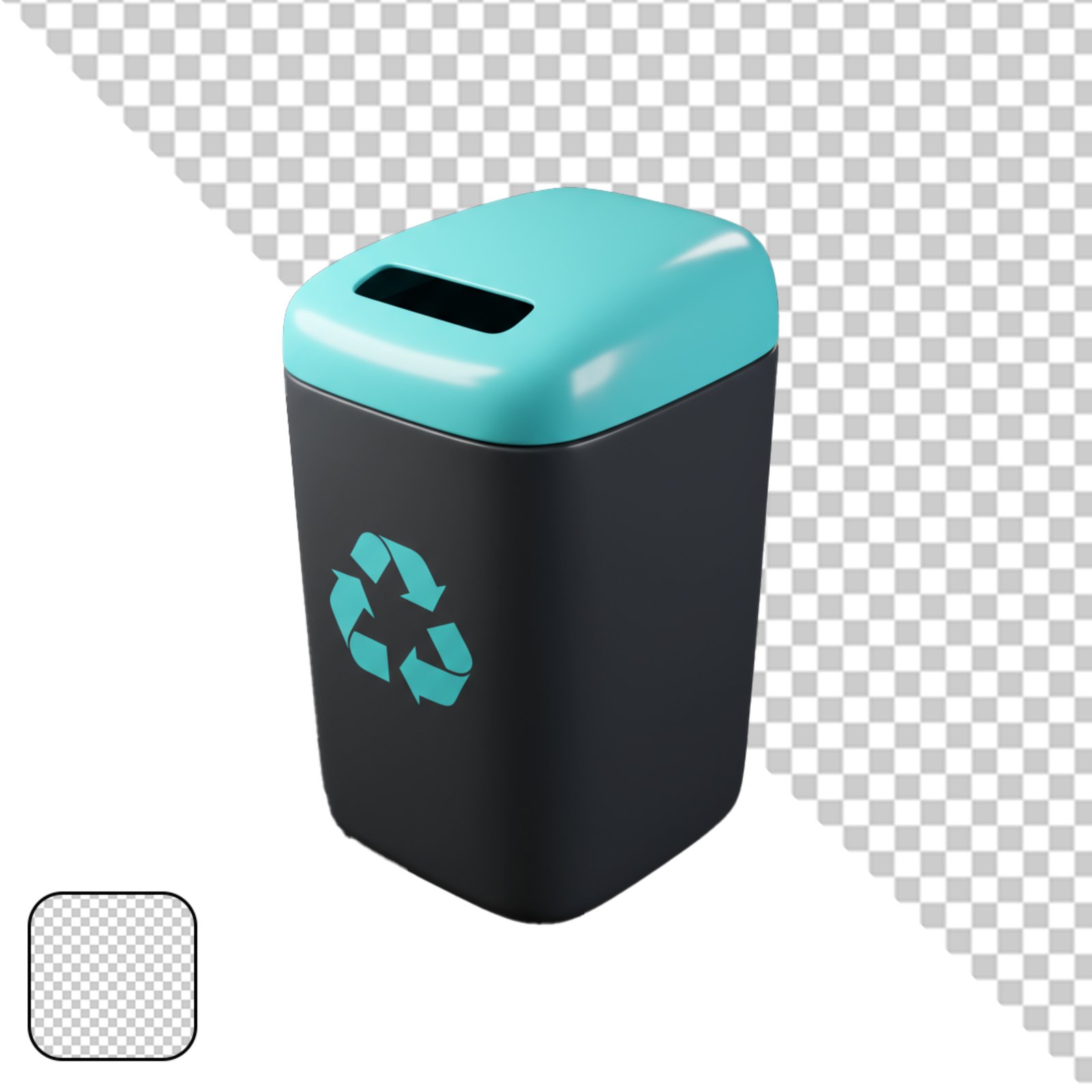 Modern Recycling Bin With Blue Top Isolated On Transparent Background