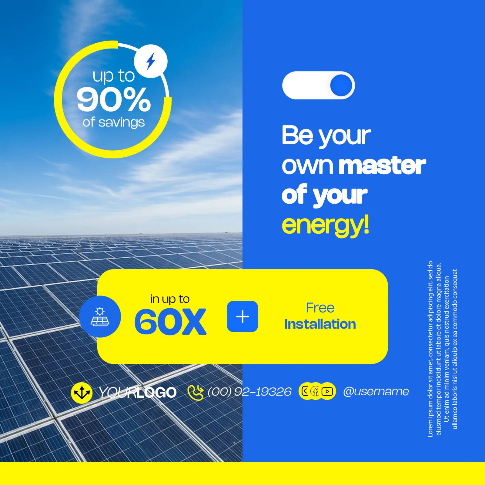 Modern Solar Energy Promotion Social Media Post Template