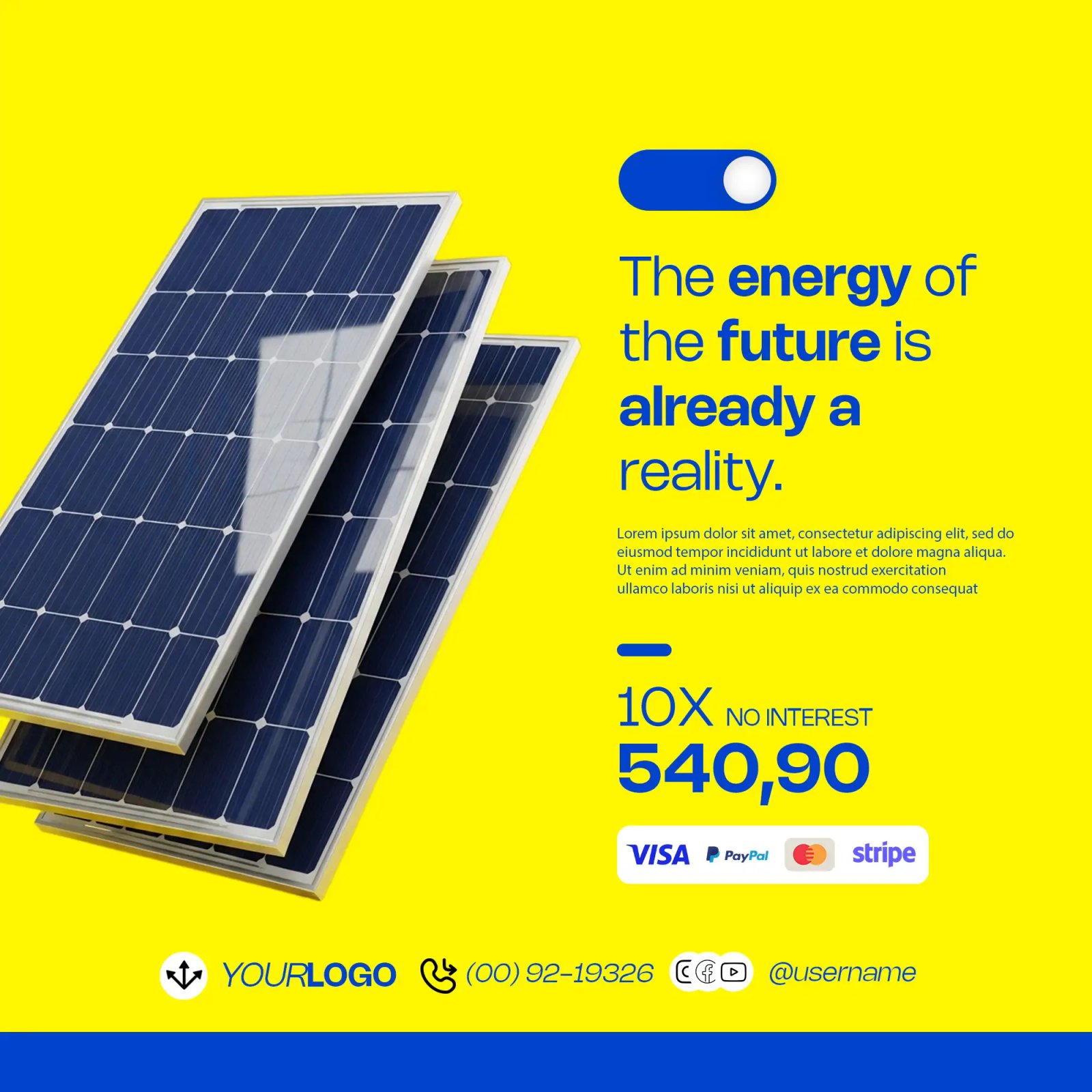 Modern Solar Energy Promotion Social Media Post Template 253458