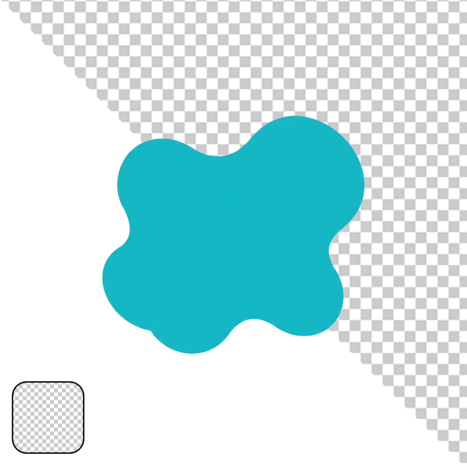 Modern Turquoise Abstract Blob Shape Transparent Design Element