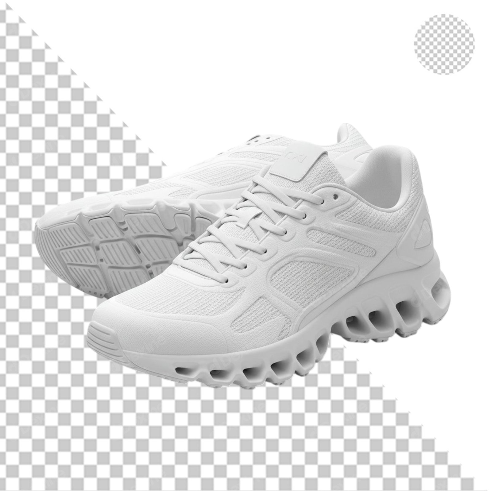Modern White Athletic Running Shoes Isolated On Transparent Background