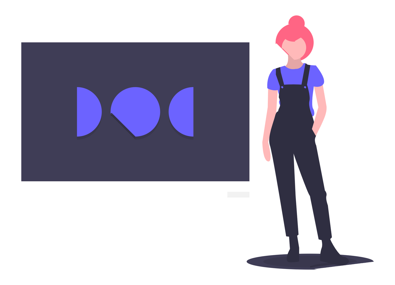 Modern Flat Illustration Of A Woman Viewing Abstract Digital Content