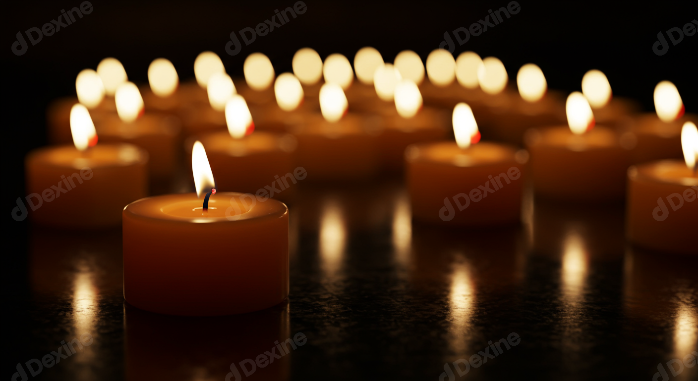 Multiple Lit Candles Illuminating Darkness With Warm Peaceful Glow