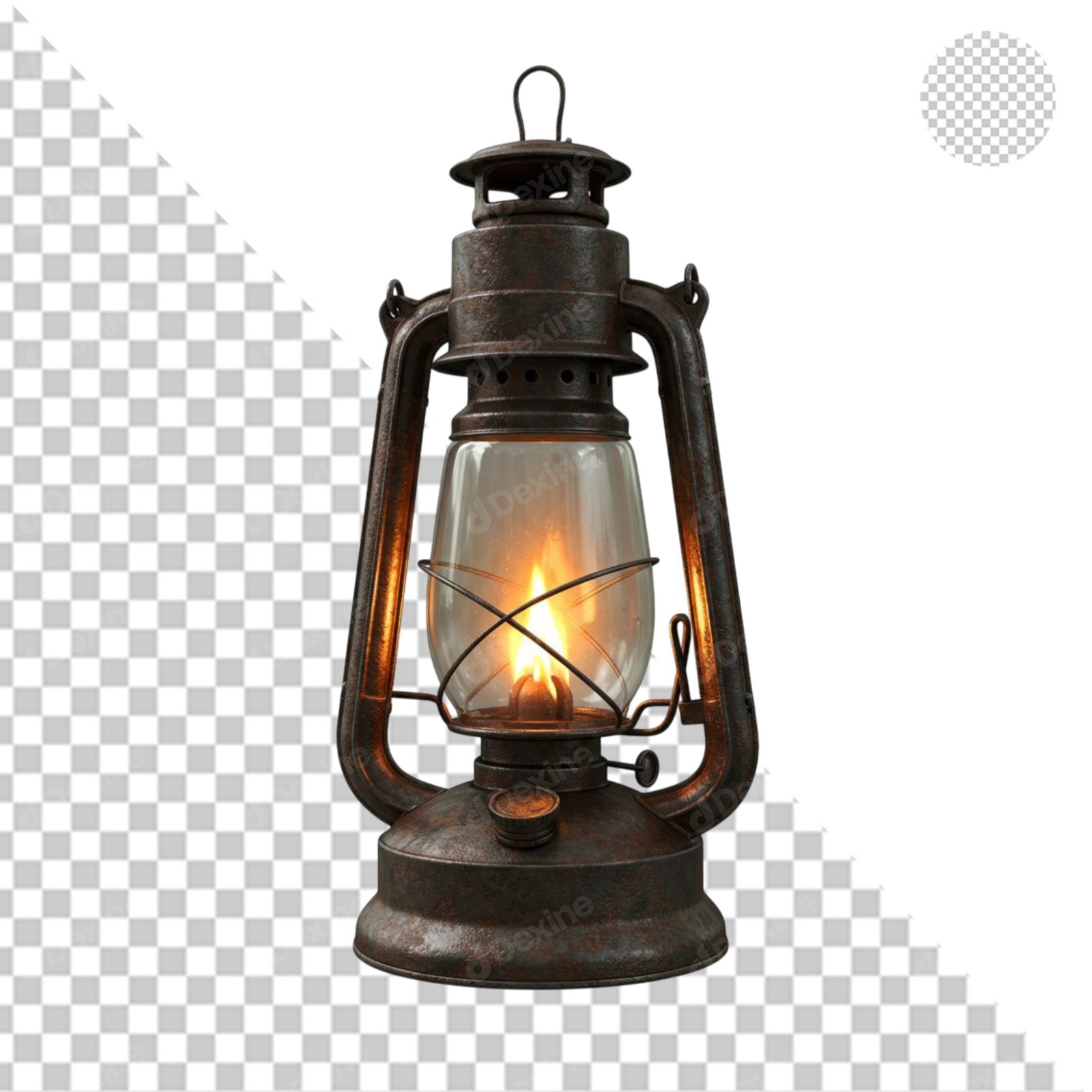 Old Rusty Kerosene Lantern With Lit Flame Transparent PNG
