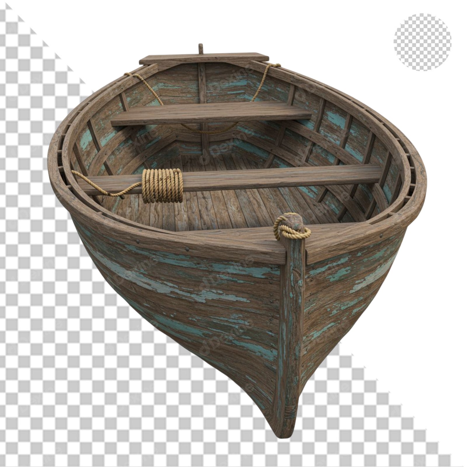 Old Weathered Wooden Rowboat Transparent PNG Cutout For Design