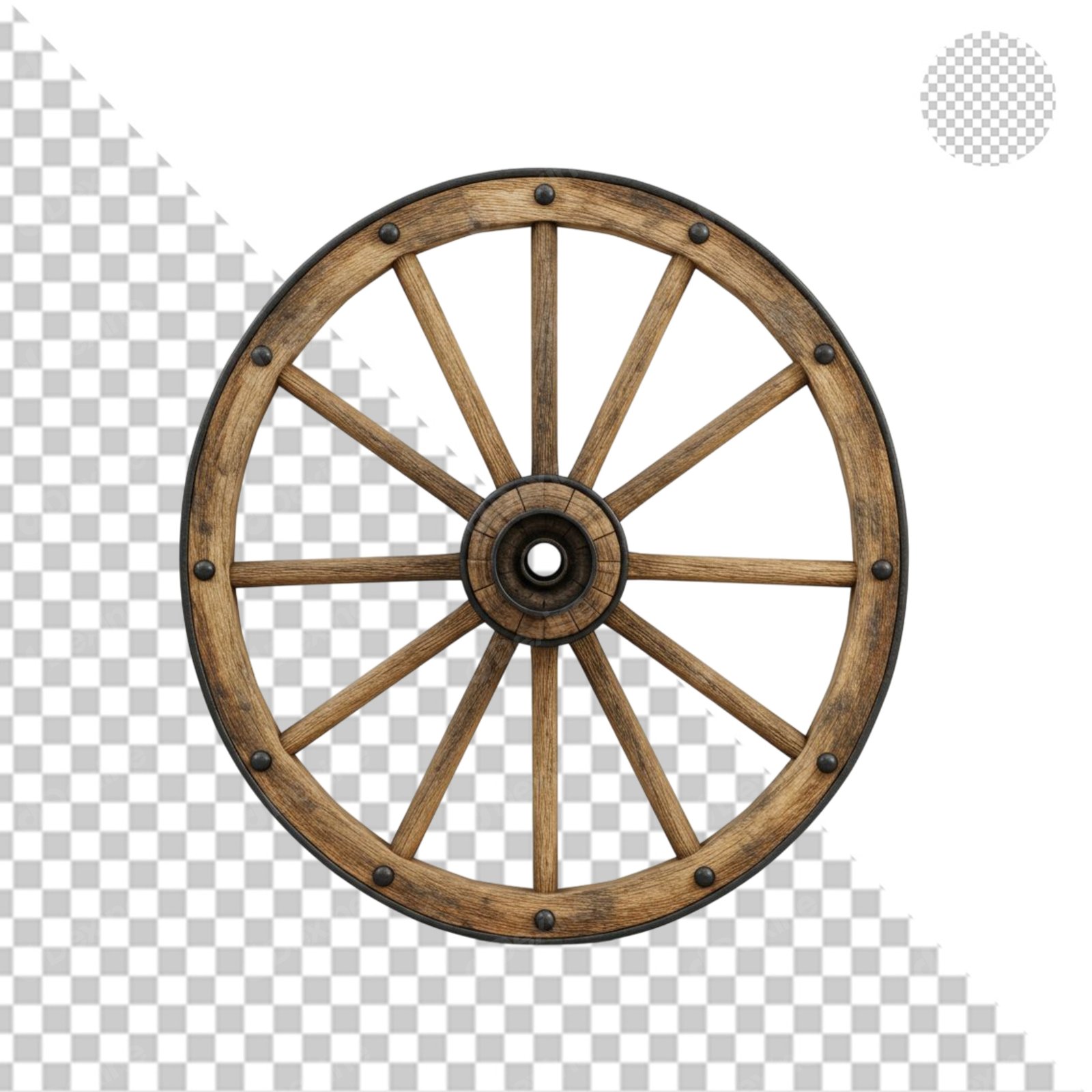 Old Wooden Wagon Wheel Transparent Cutout For Design
