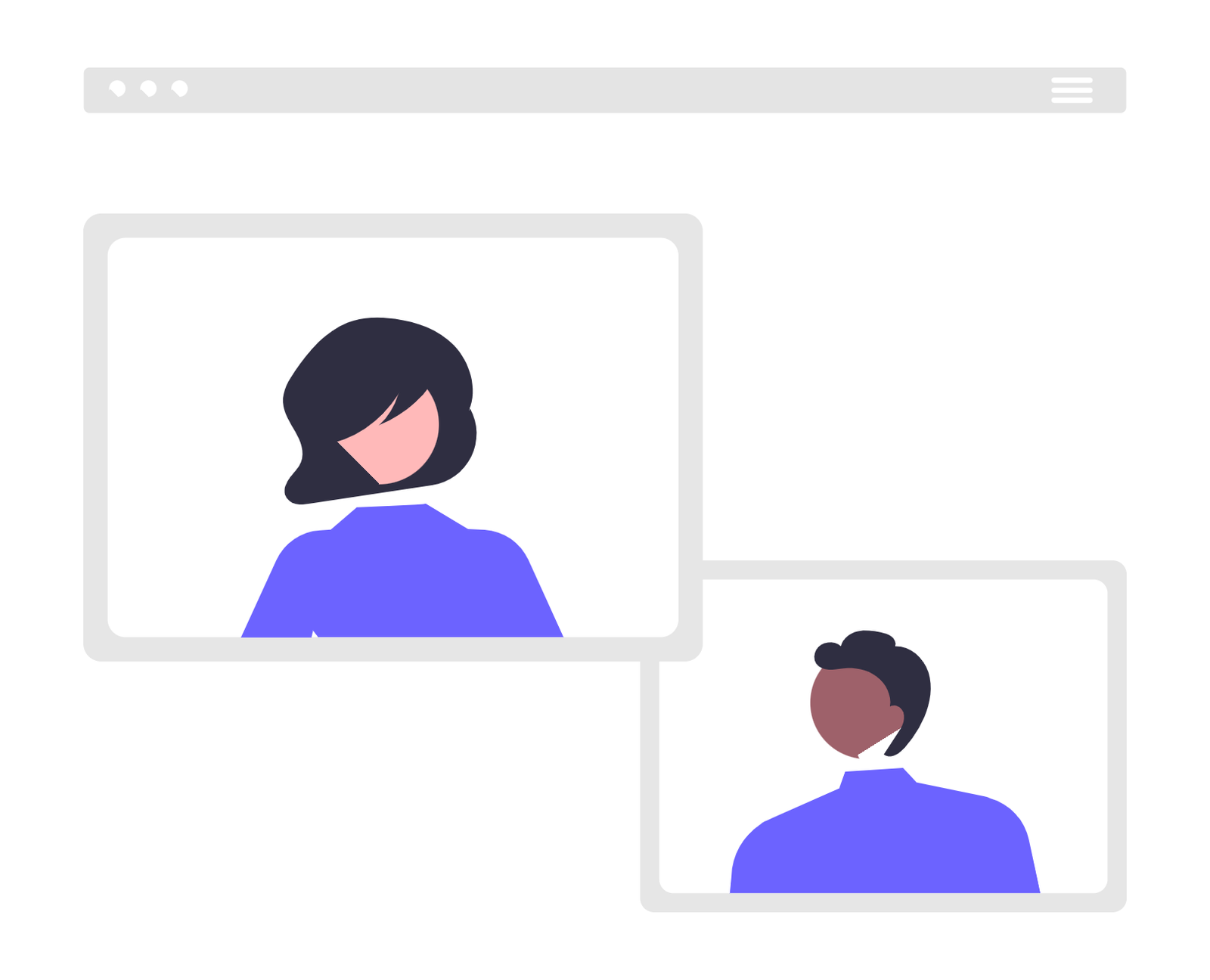 Online Video Call Illustration With Diverse Minimalist User Avatars
