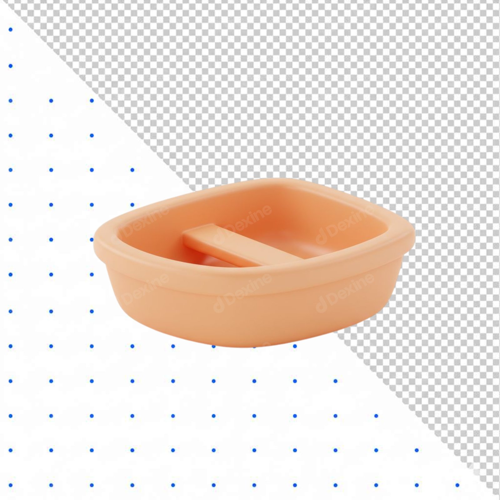 Peach Plastic Soap Dish Cutout Isolated On Transparent PNG Background