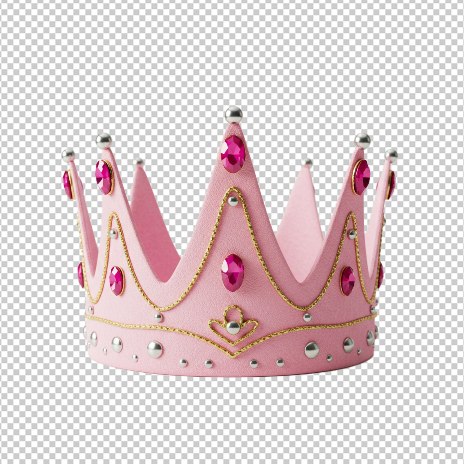 Pink Princess Crown With Gemstones Isolated Transparent PNG