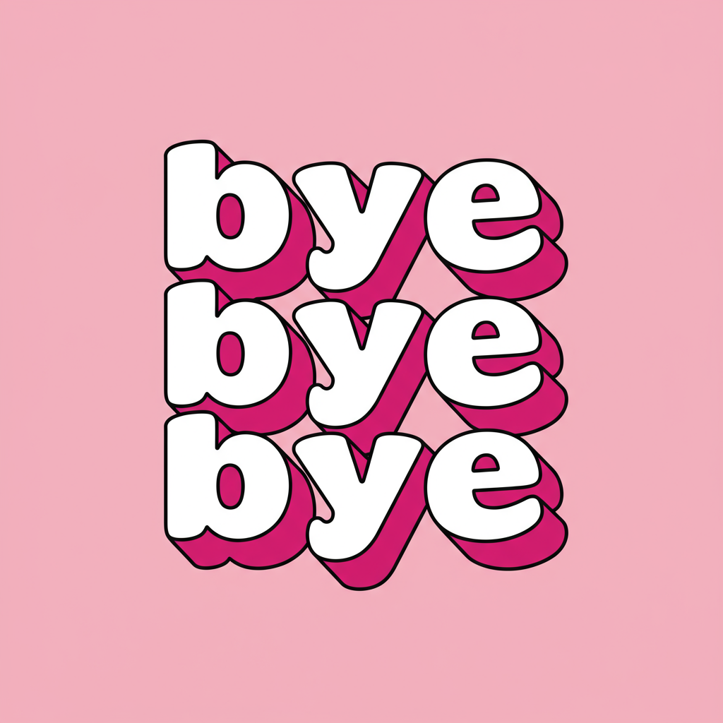 Playful Retro Pink Bye Bye Bye Typography Design