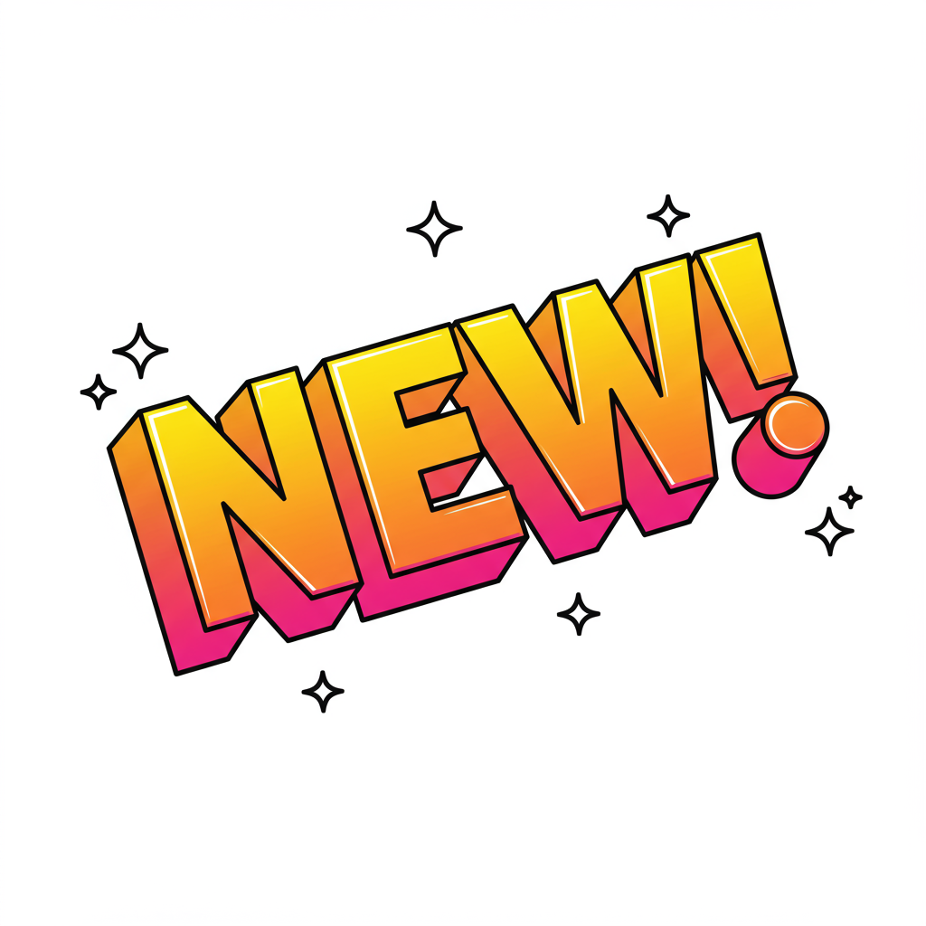 Pop Art Style NEW Word Text With 3D Effect And Stars