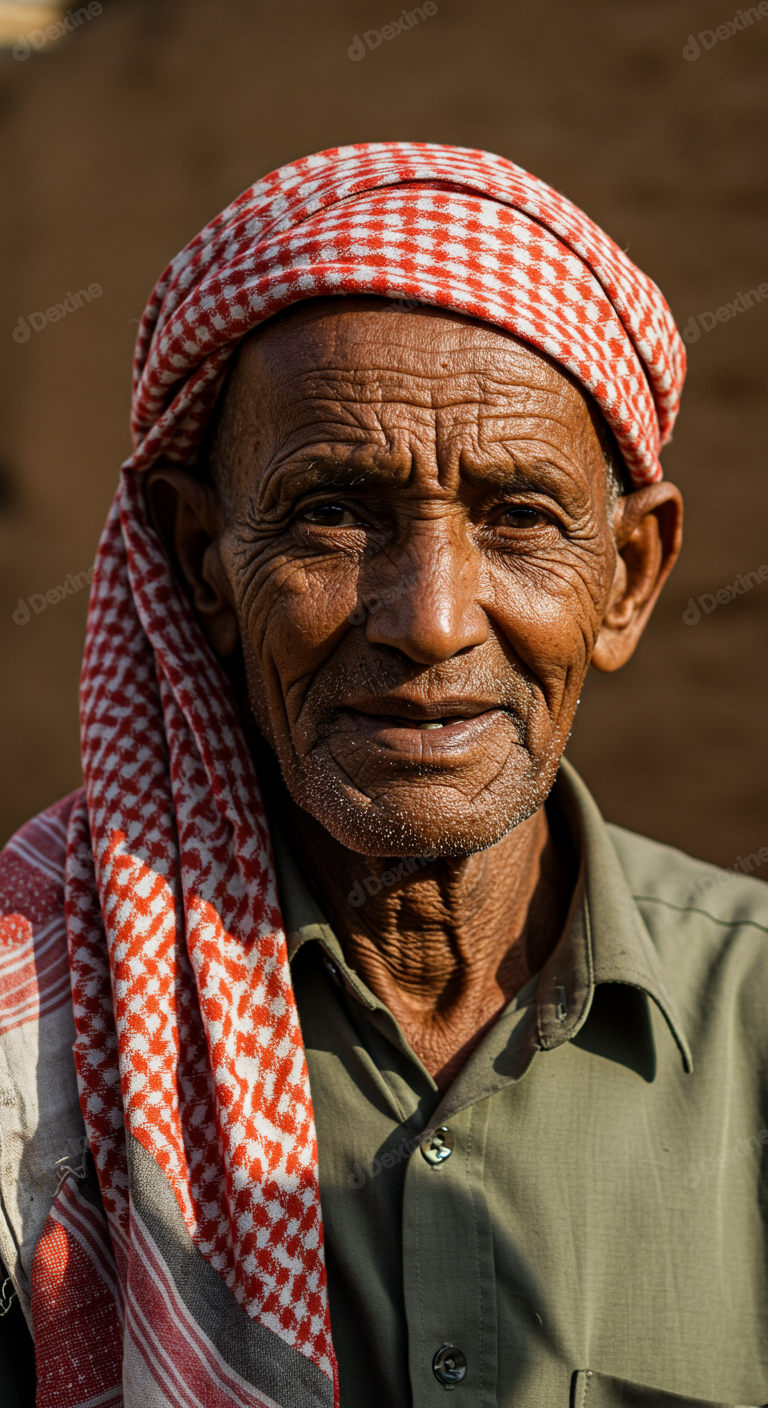 Portrait Of A Smiling Elderly Man In Traditional Headscarf