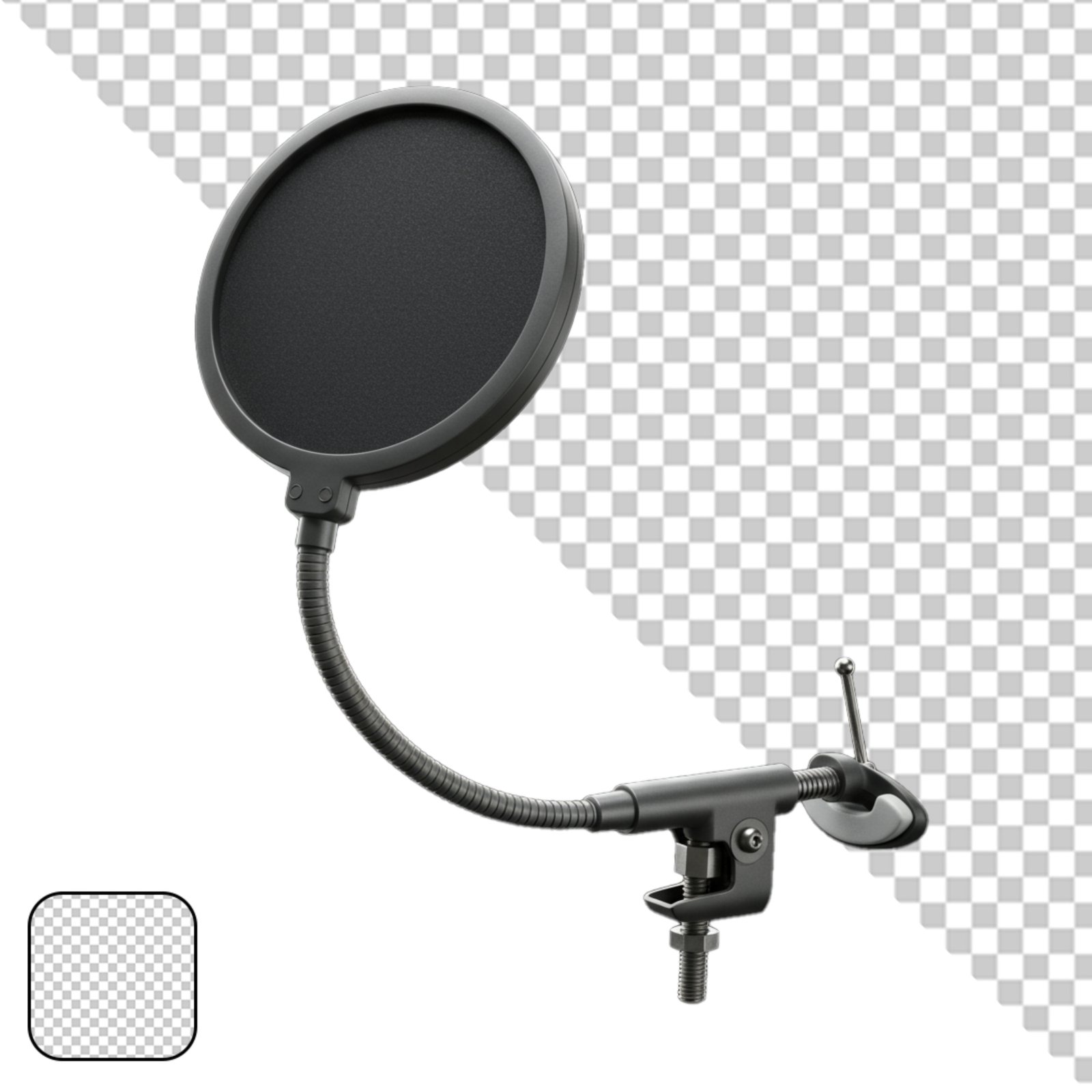 Professional Microphone Pop Filter With Clamp Isolated Transparent PNG