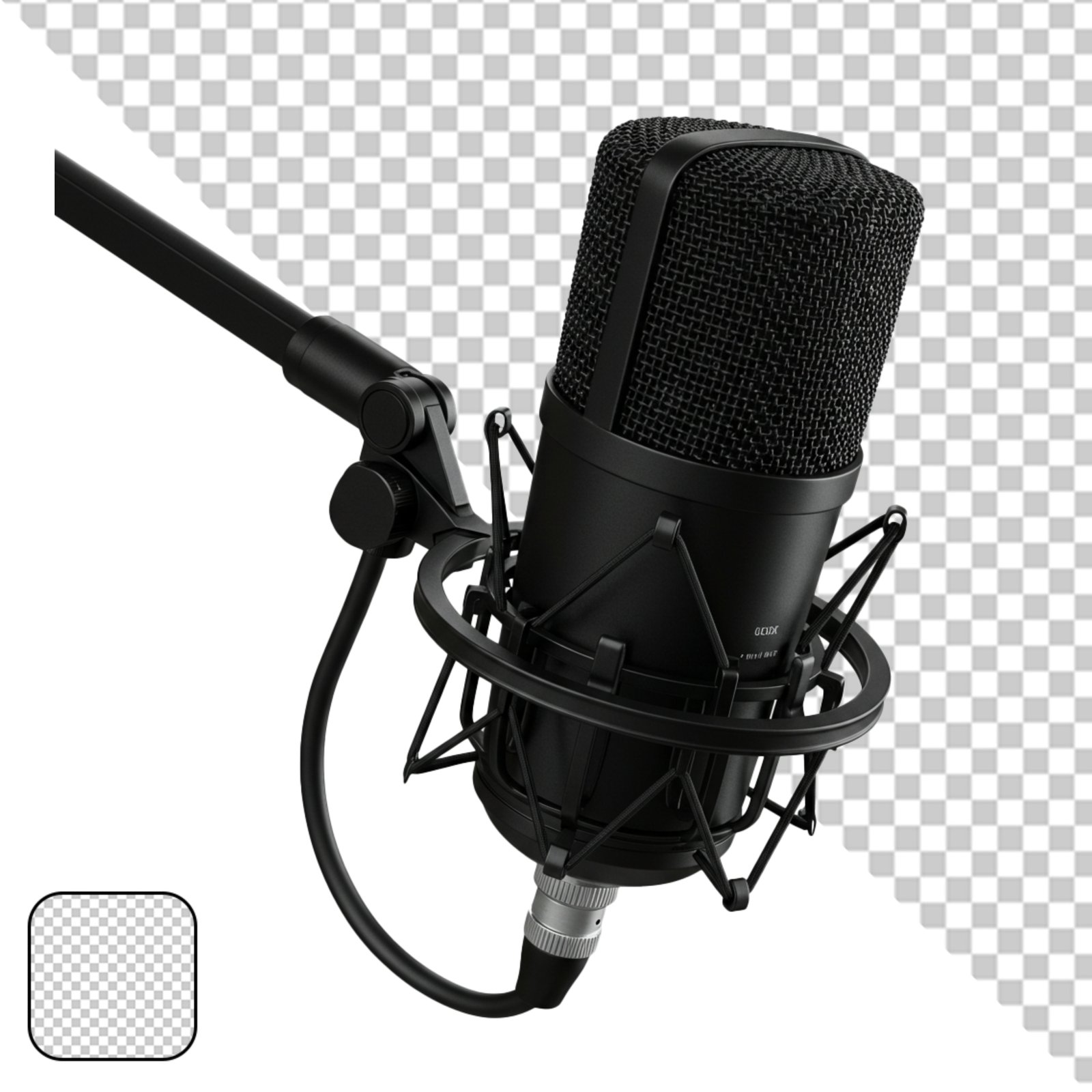 Professional Studio Condenser Microphone Isolated On Transparent Background