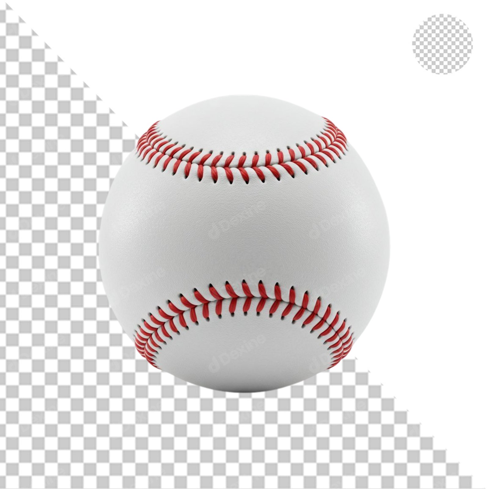 Realistic Baseball Cutout With Red Stitching And Transparent Background PNG