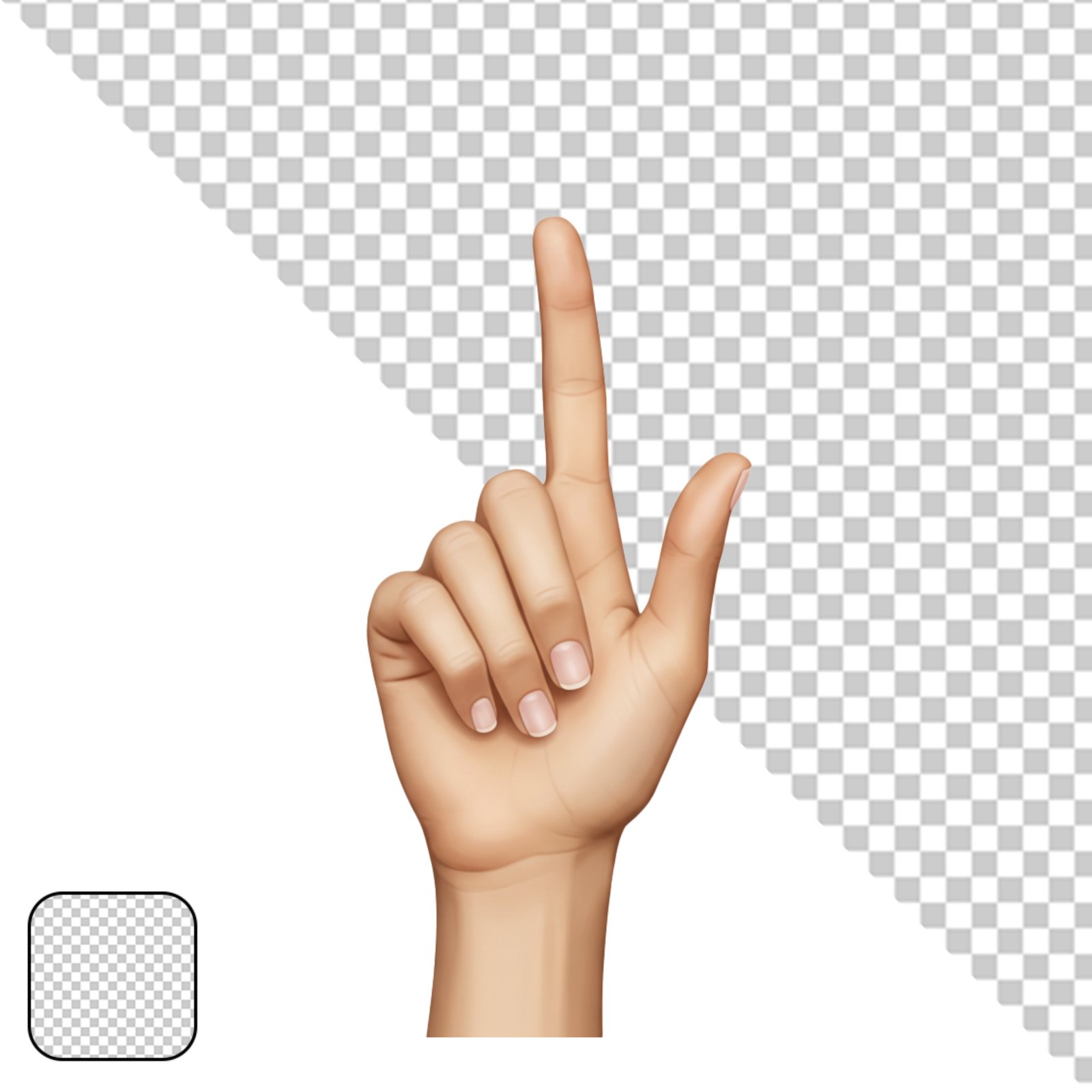 Realistic Hand Pointing Index Finger Upwards Transparent PNG