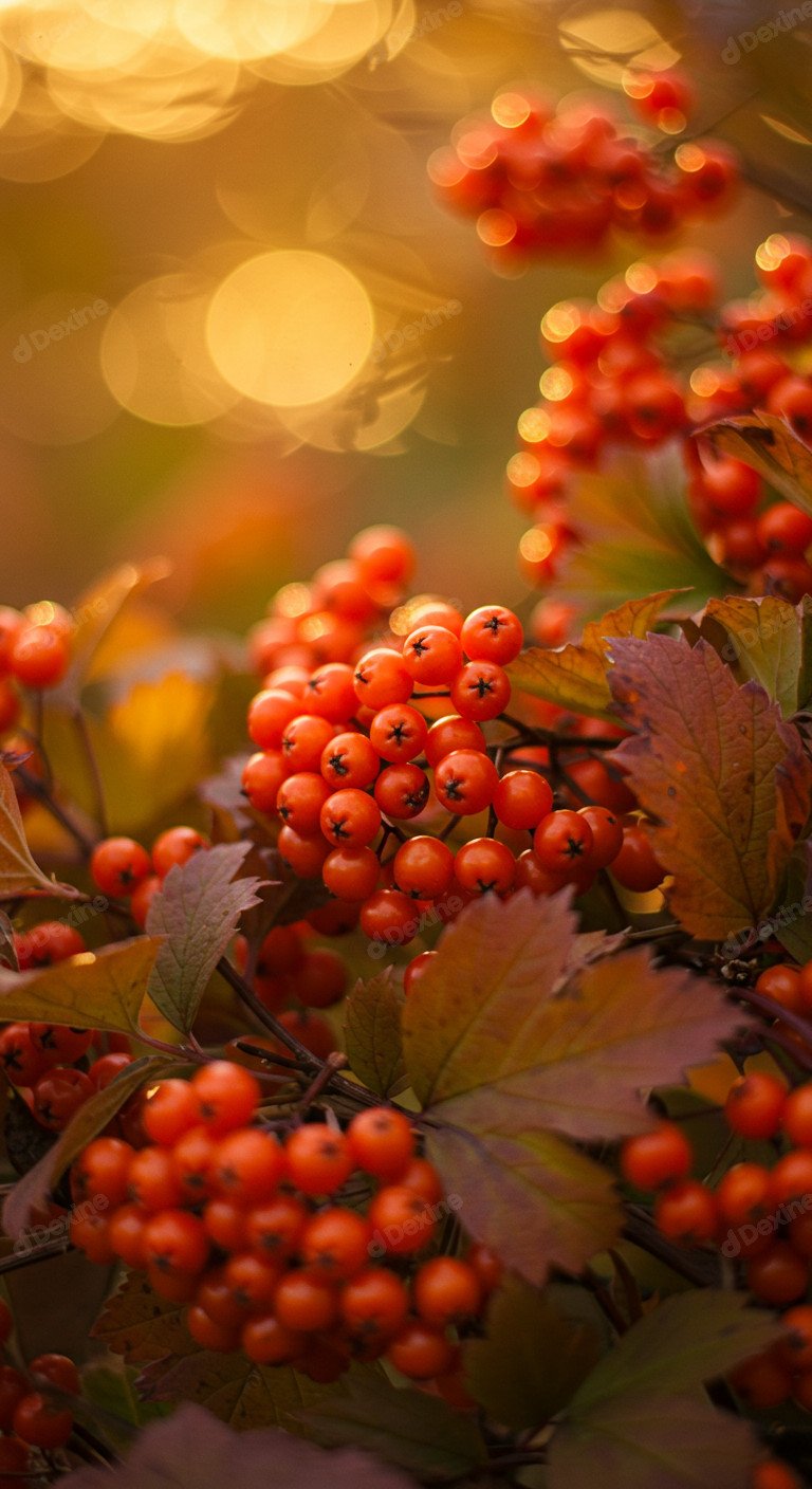 Red Berries And Golden Bokeh Capturing A Festive Season Vibe