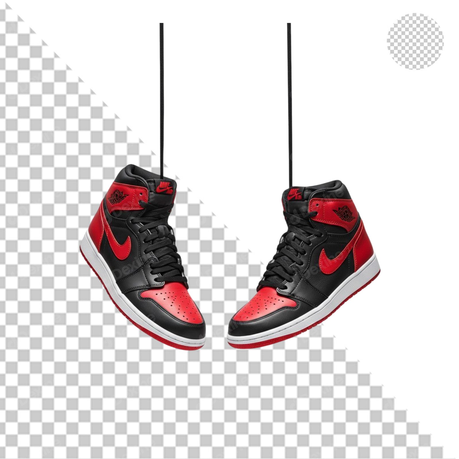 Red Black High Top Sneakers Isolated On Transparent Background PNG