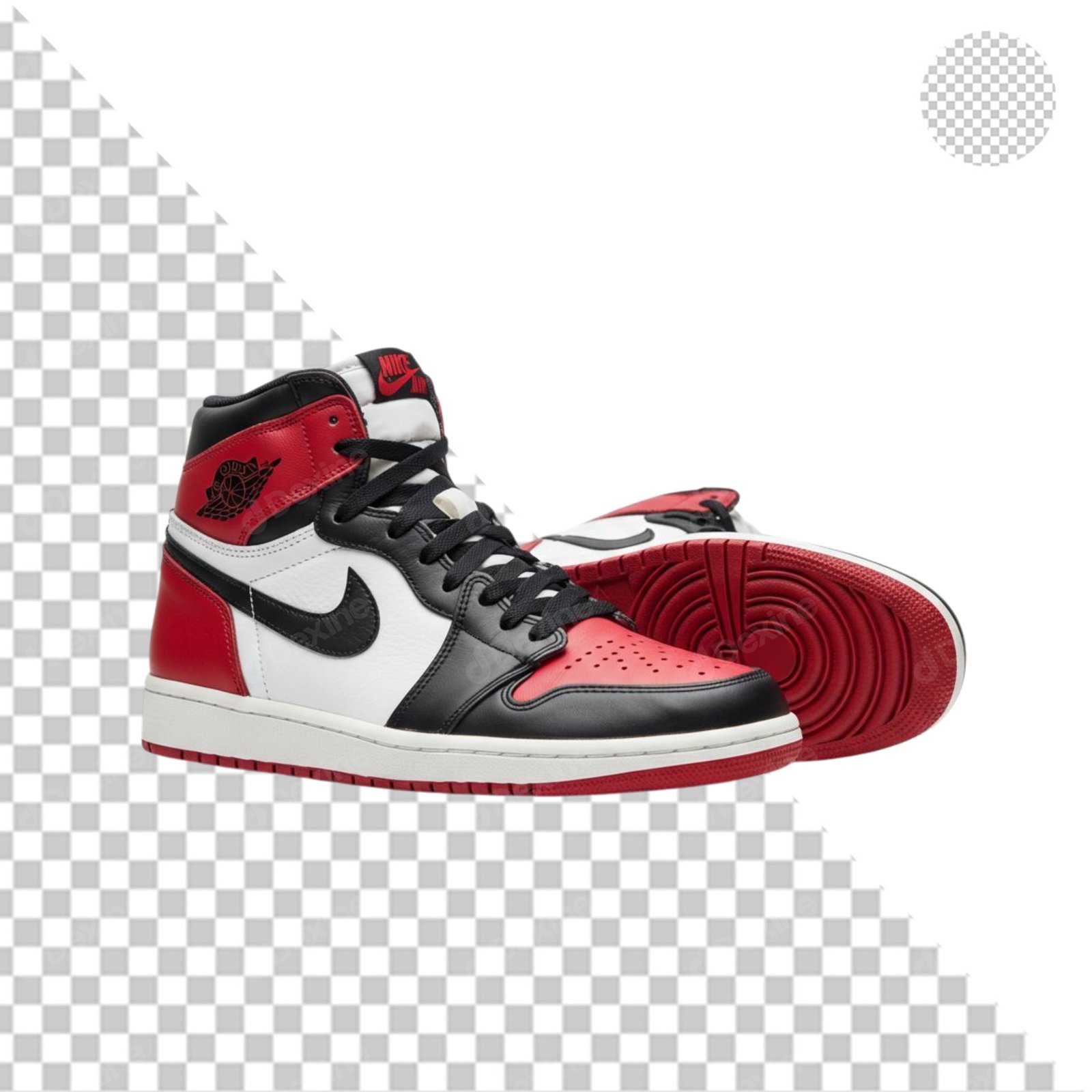 Red Black White Air Jordan 1 High Top Sneakers Isolated PNG