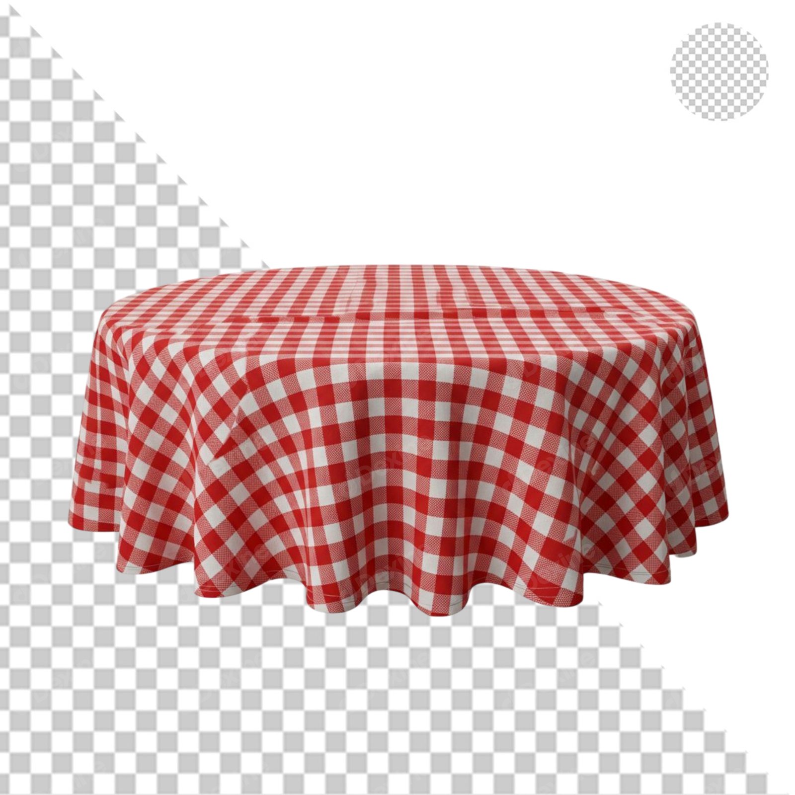 Red Gingham Tablecloth Isolated On Transparent Background For Picnic Design