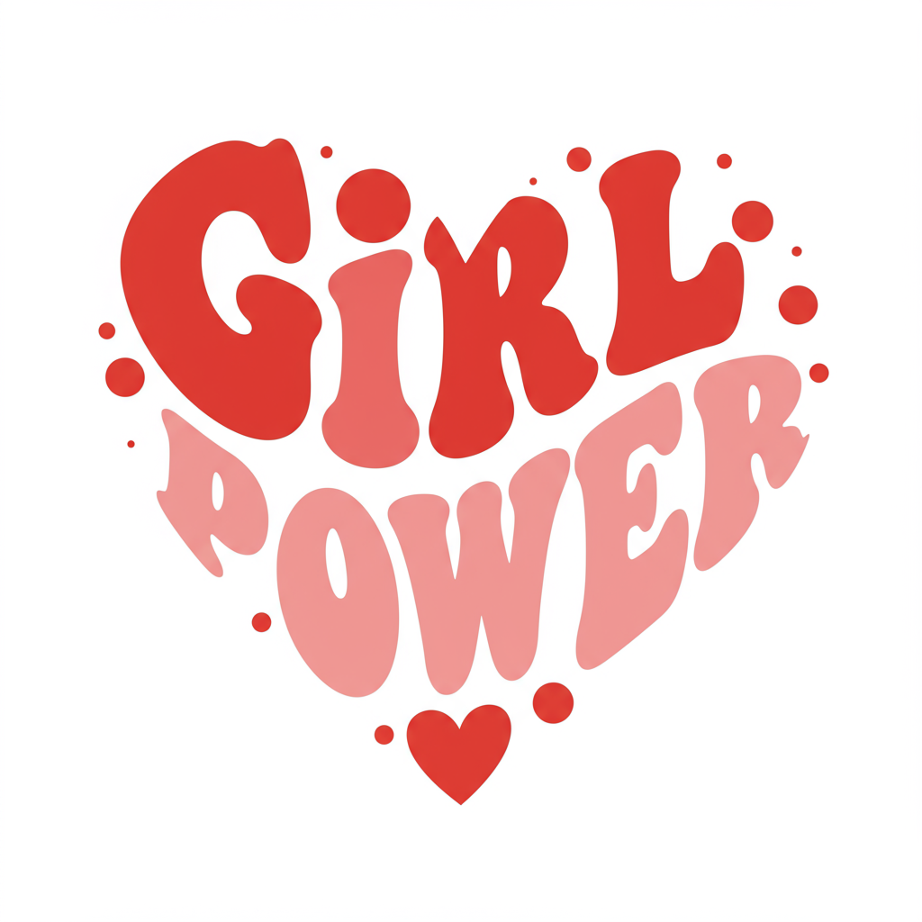 Retro Girl Power Heart Slogan Design