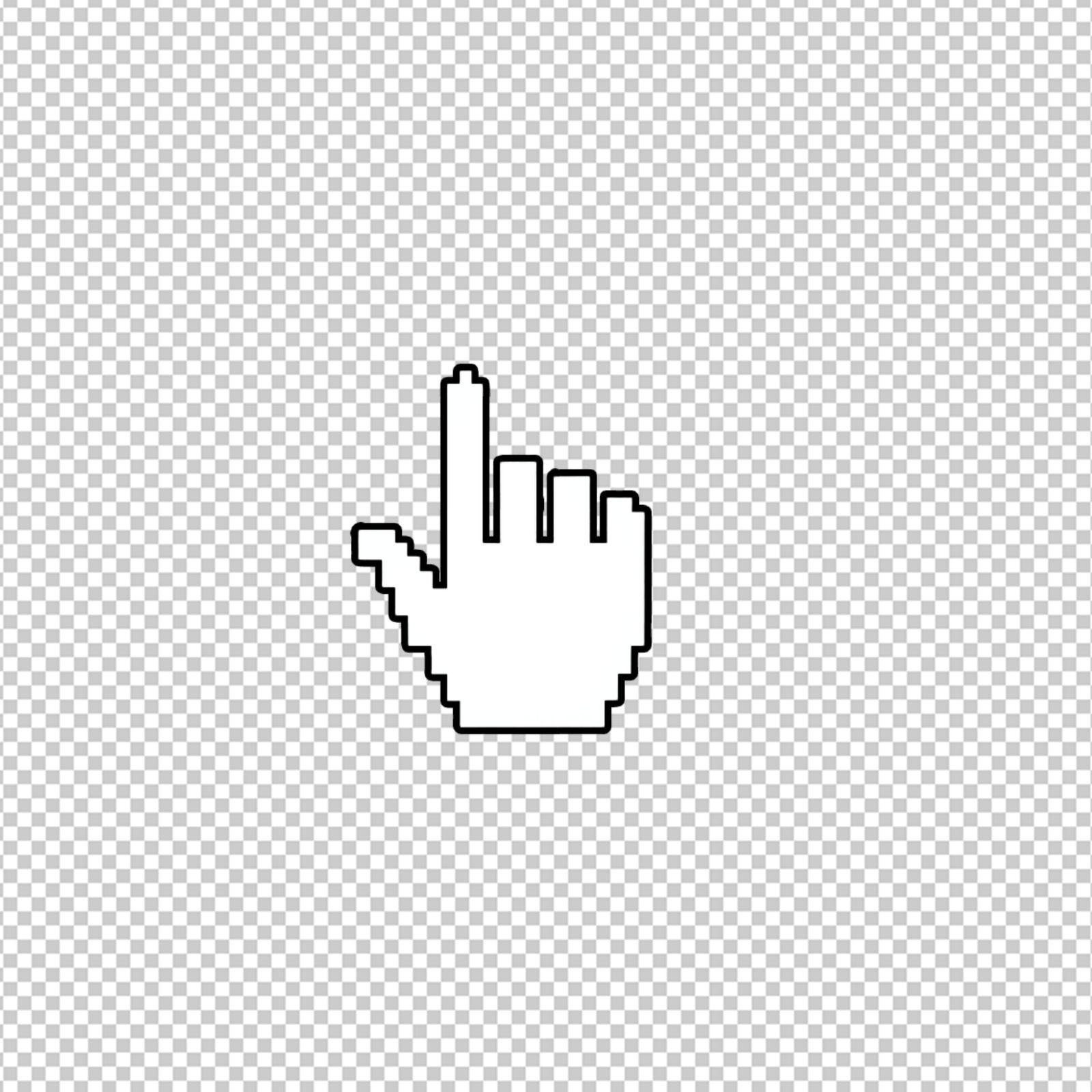 Retro Pixel Hand Cursor Icon With Transparent Background PNG