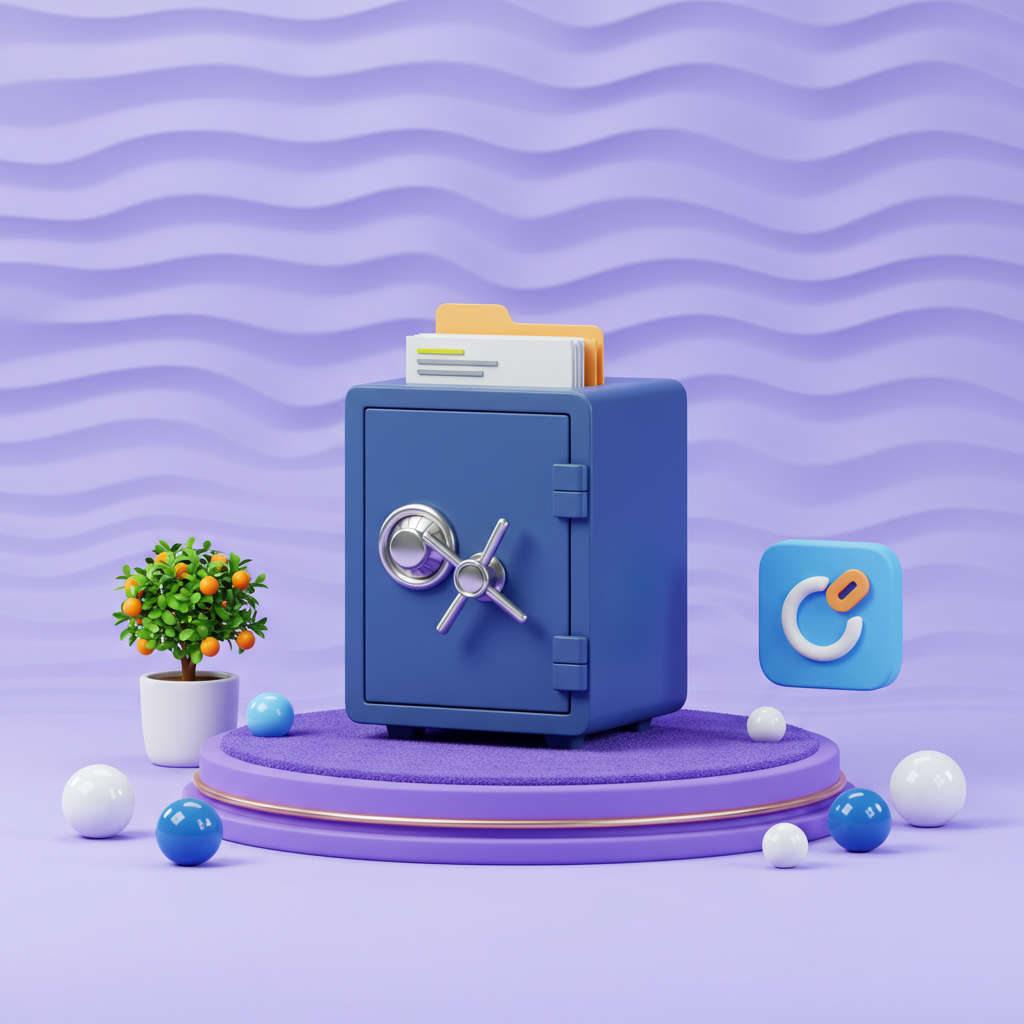 Secure Digital Files And Data Management 3D Illustration