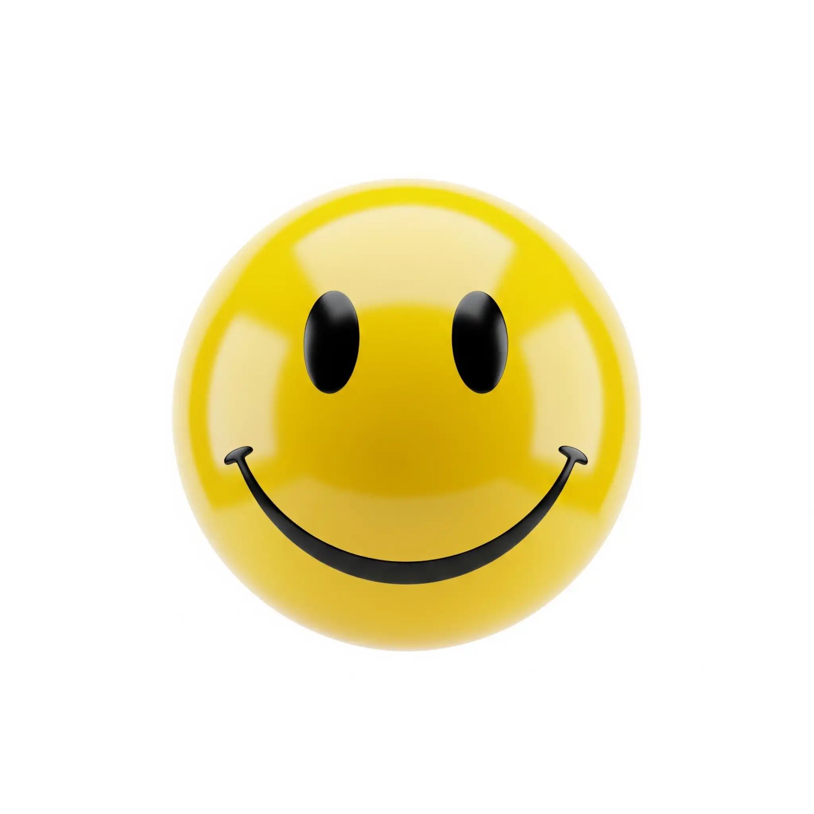 Shiny 3D Yellow Smiley Face Emoji On White Background