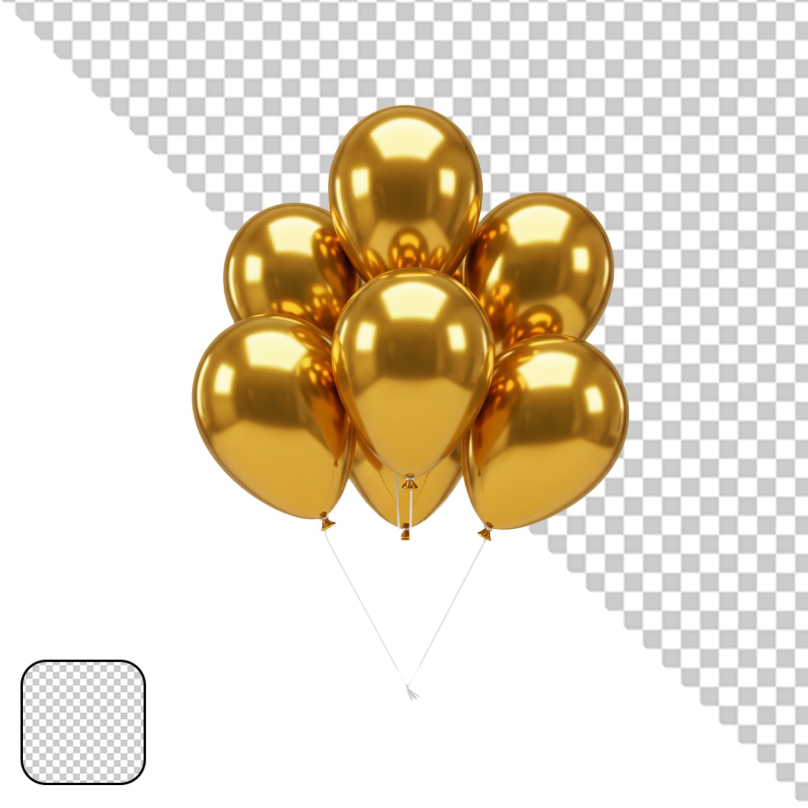 Shiny Golden Balloons Bunch With Transparent Background For Celebration Designs