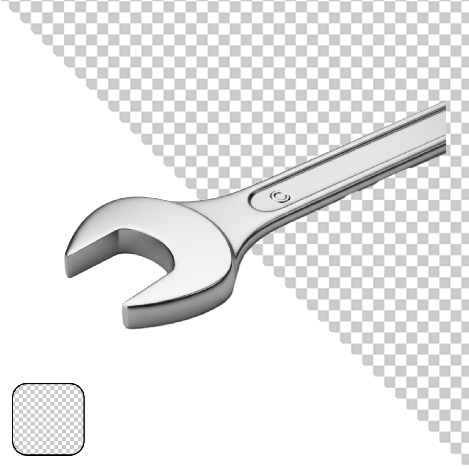 Silver Wrench Tool Isolated On Transparent Background For Mechanics
