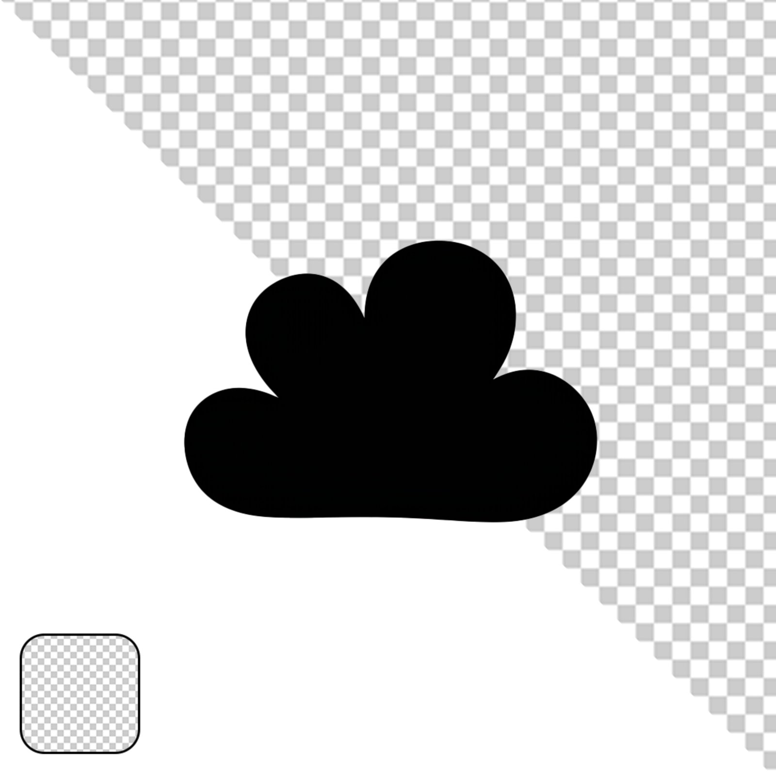 Simple Black Cloud Silhouette PNG Icon With Transparent Background For Design