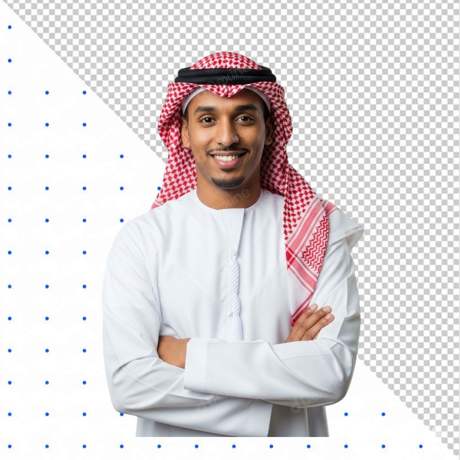 Smiling Arab Man In Traditional Clothes Cutout Isolated On Transparent PNG