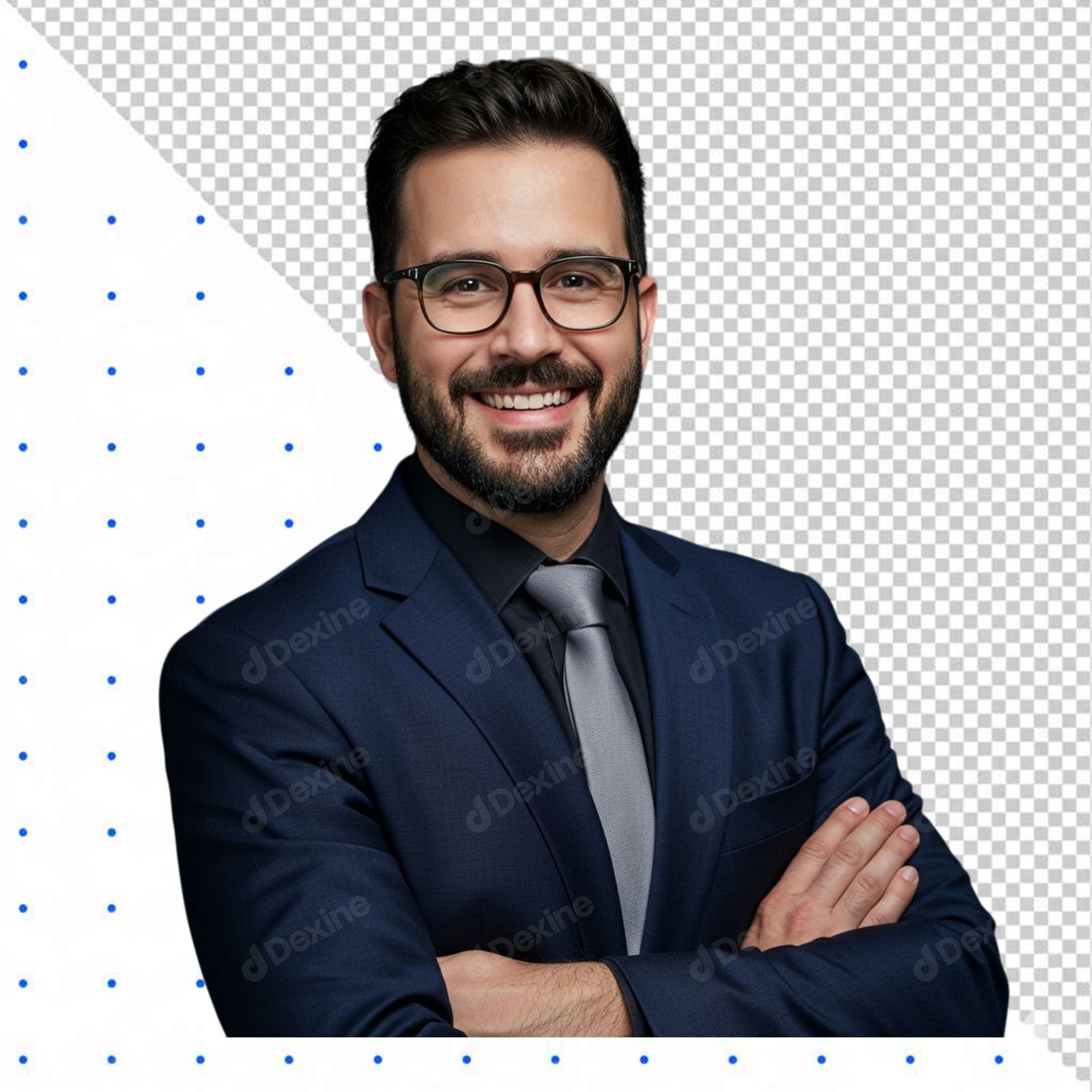 Smiling Confident Businessman In Suit And Glasses With Transparent Background