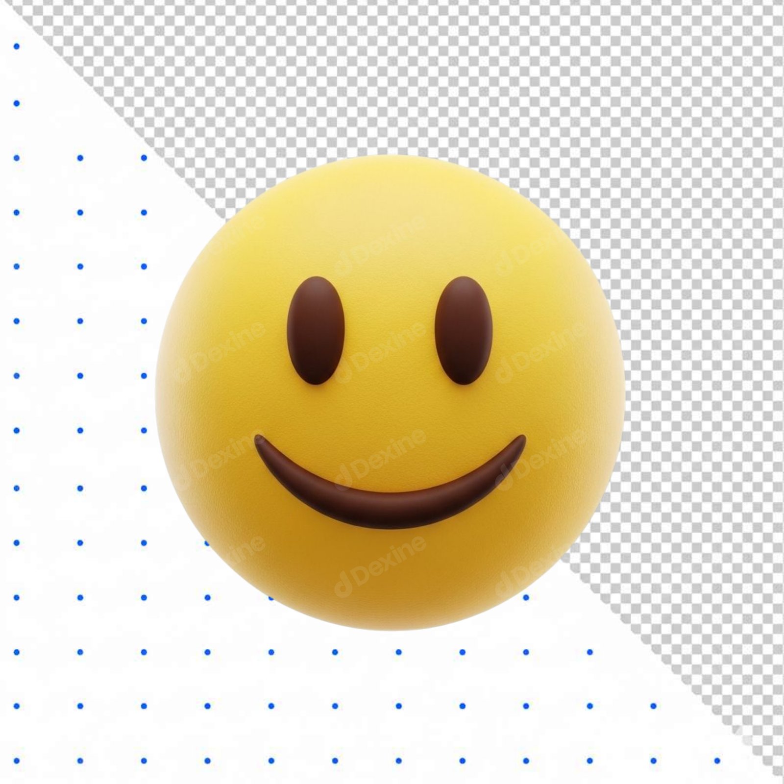 Smiling Emoji Face 3D Render Transparent PNG Happy Icon