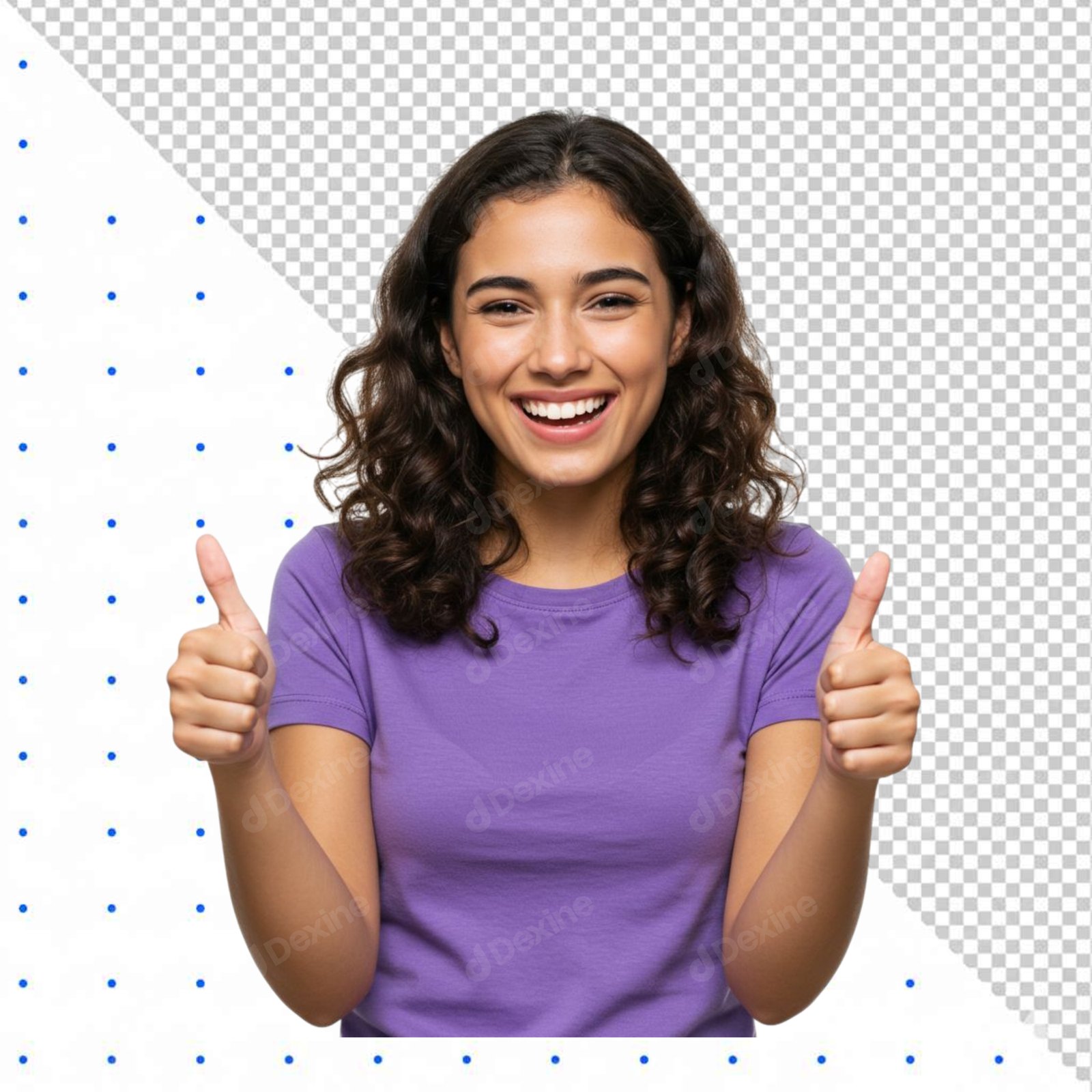 Smiling Young Woman Giving Thumbs Up Transparent PNG Cutout