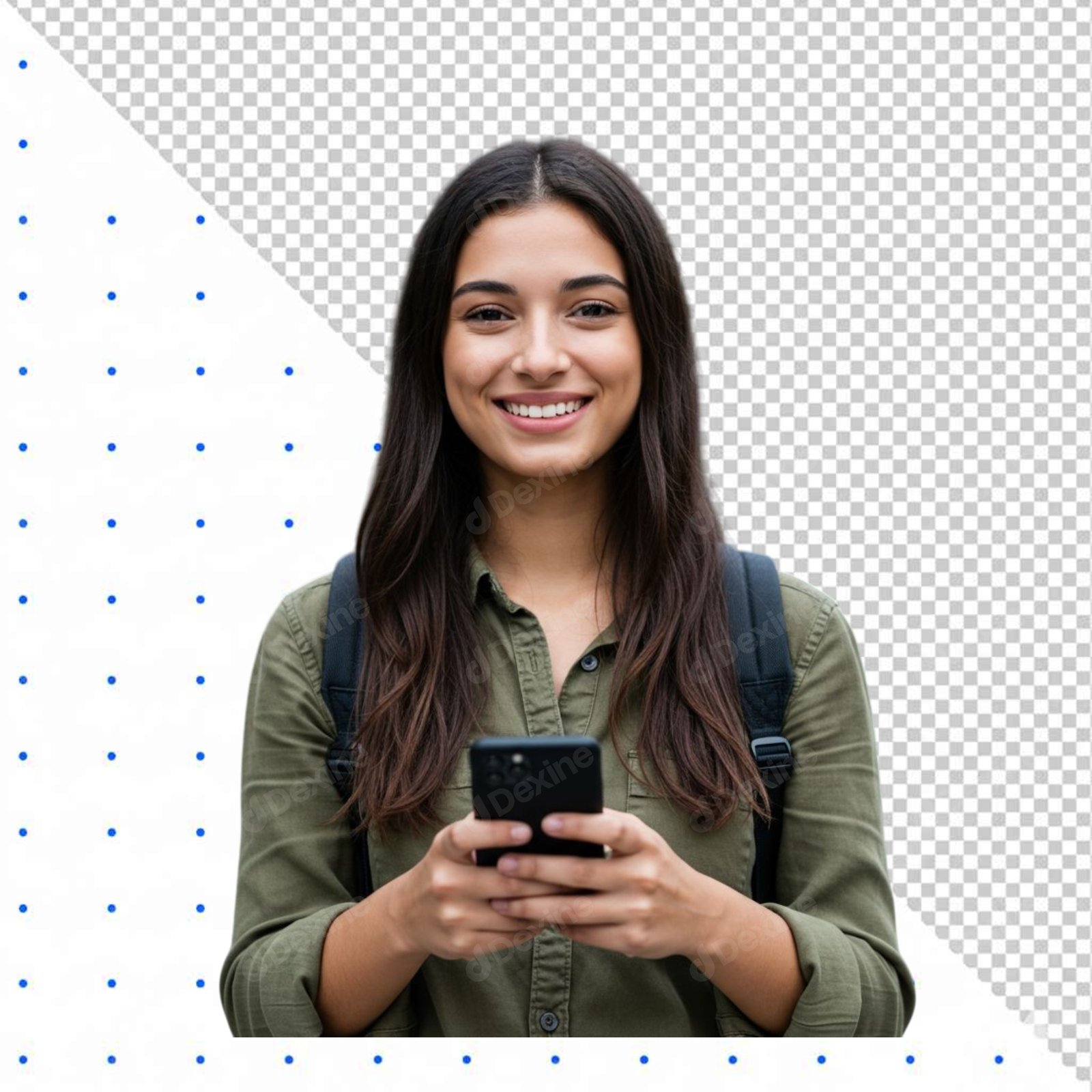 Smiling Young Woman Student With Smartphone And Backpack Transparent PNG