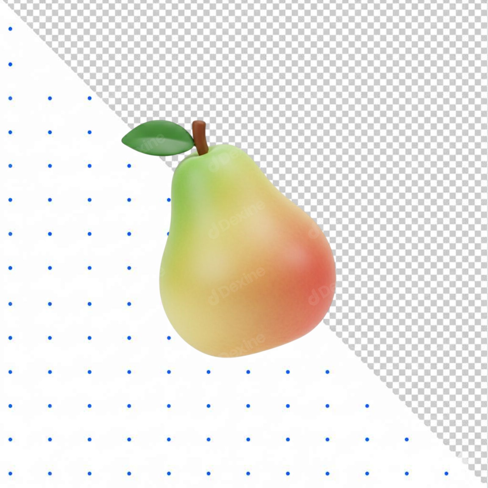 Smooth 3D Rendered Pear Fruit Cutout Isolated PNG