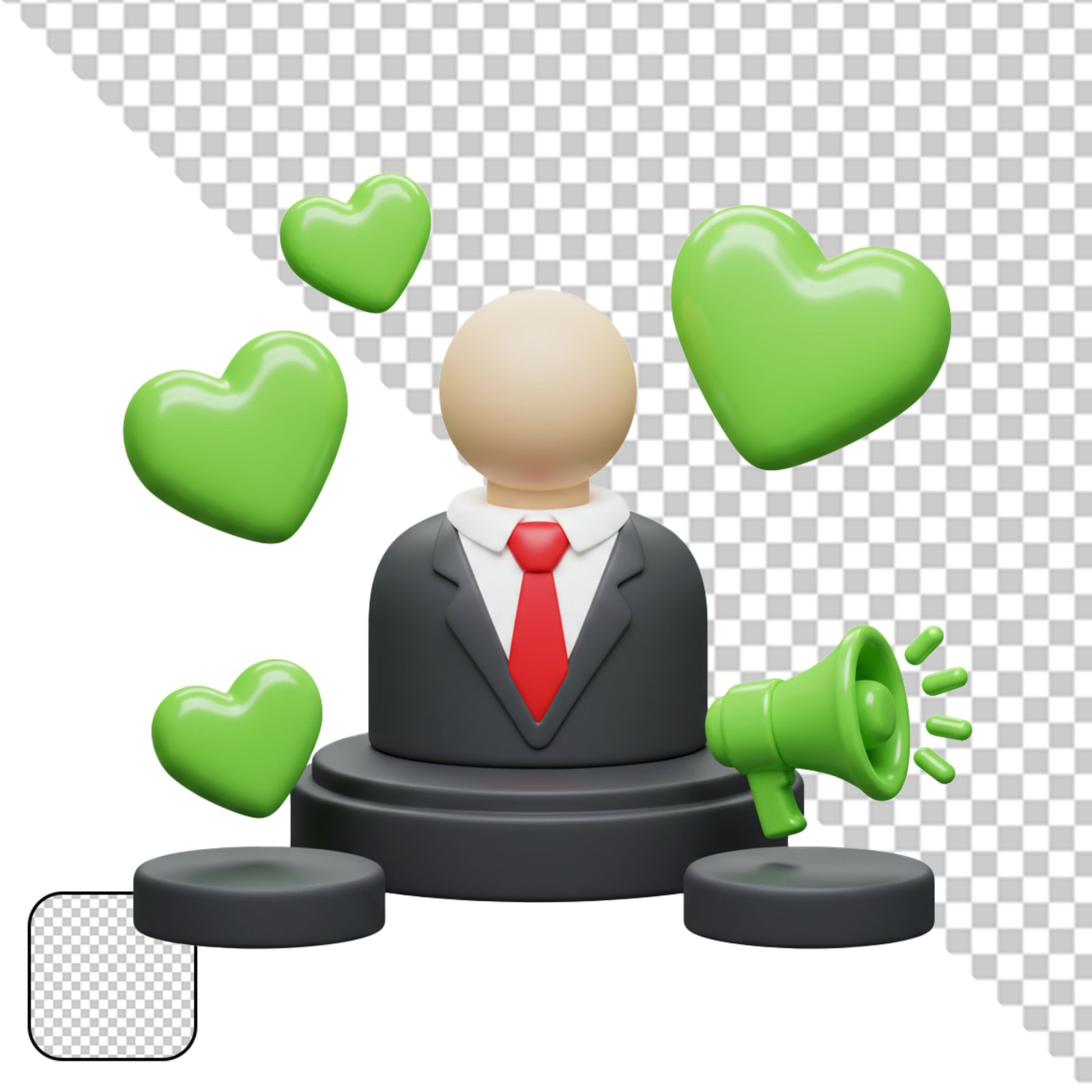 Social Media Marketing 3D Character With Hearts And Megaphone Transparent PNG