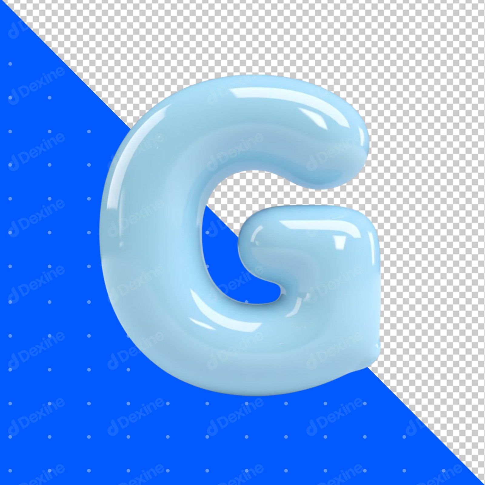 Soft Blue Glossy 3D Letter G Alphabet Cutout With Transparent Background