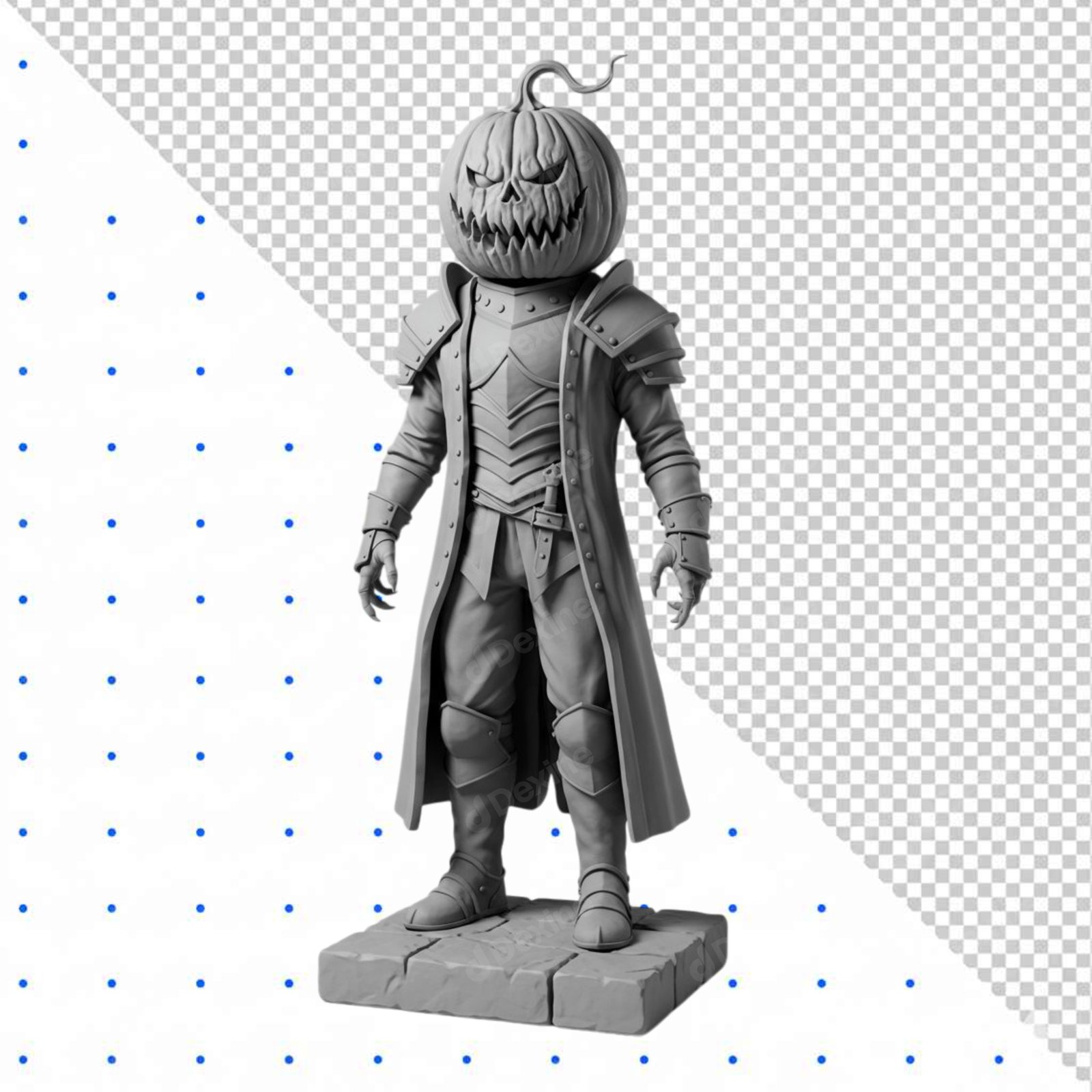 Spooky 3D Jack OLantern Knight Cutout Isolated On Transparent Background