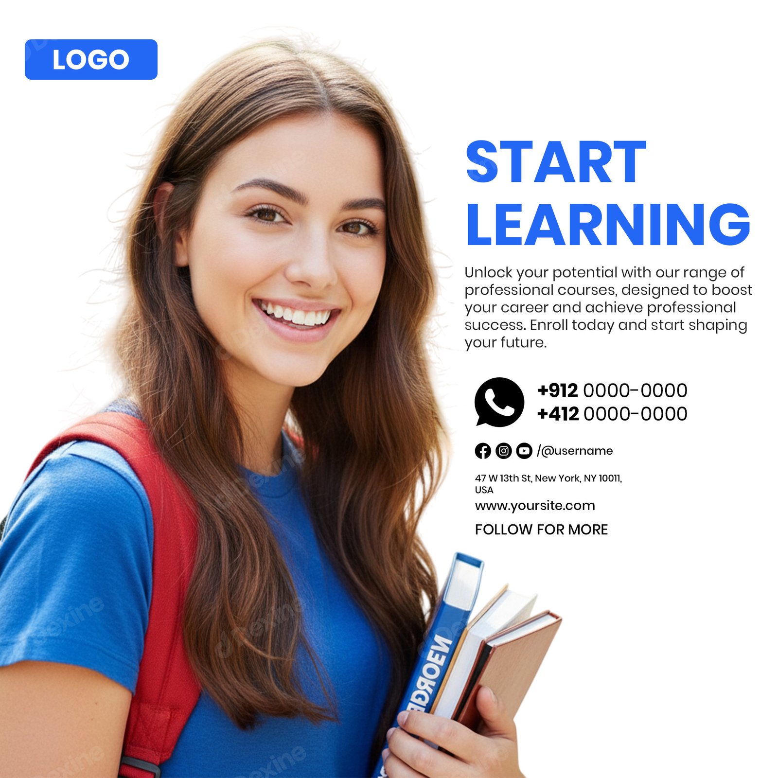 Start Learning Educational Program Social Media Post Template Design