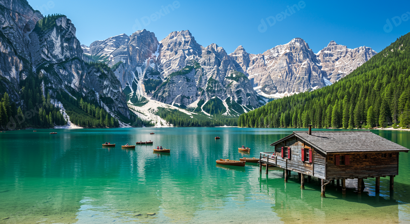 Stunning Lake Braies In Dolomites Italy Iconic Boathouse And Alpine Peaks