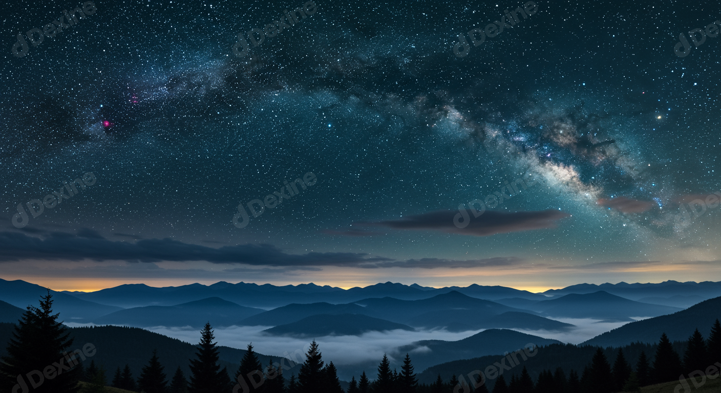 Stunning Milky Way Galaxy Over Majestic Mountain Landscape At Night